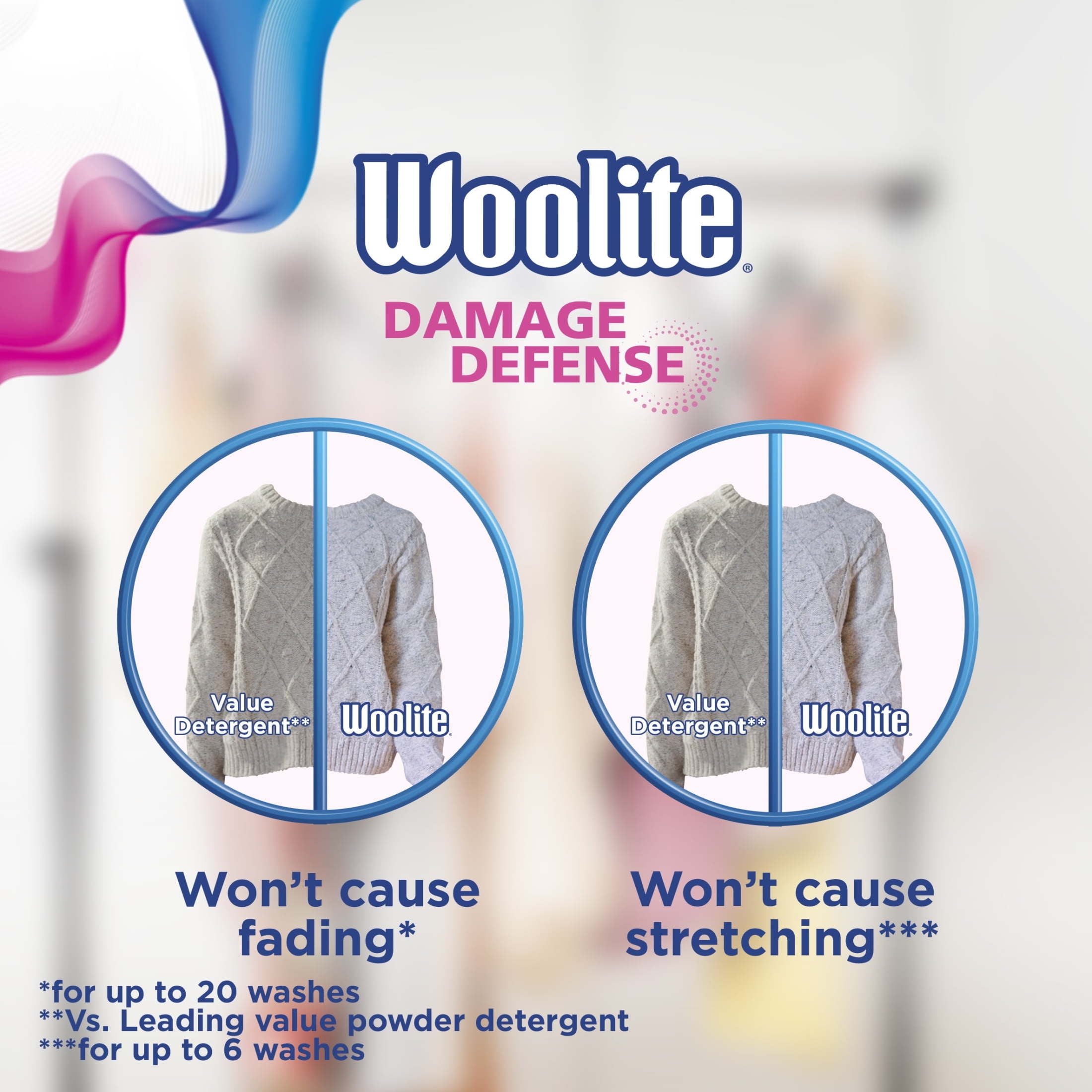 Woolite Damage Defense Liquid Laundry Detergent, Fabric Protection for Cottons and Synthetics (100 fl oz) zo644