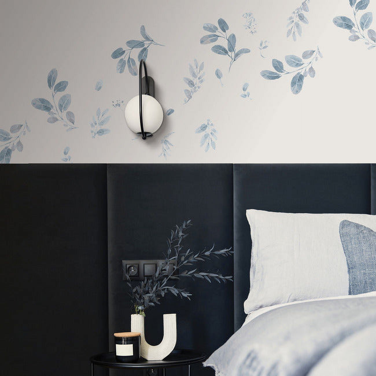 RoomMates Lisa Audit Dancing Leaves Peel And Stick Wall Decals (Blue, 48 Count) 3ozvw