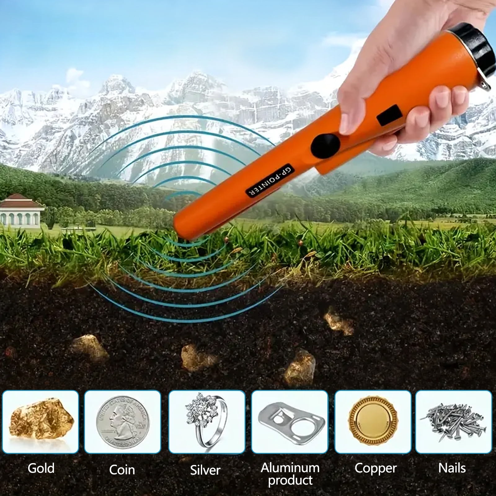 JAMCORAX Metal Detector Pinpointer Handheld Wand (Orange, 9.1 in) qxw8r