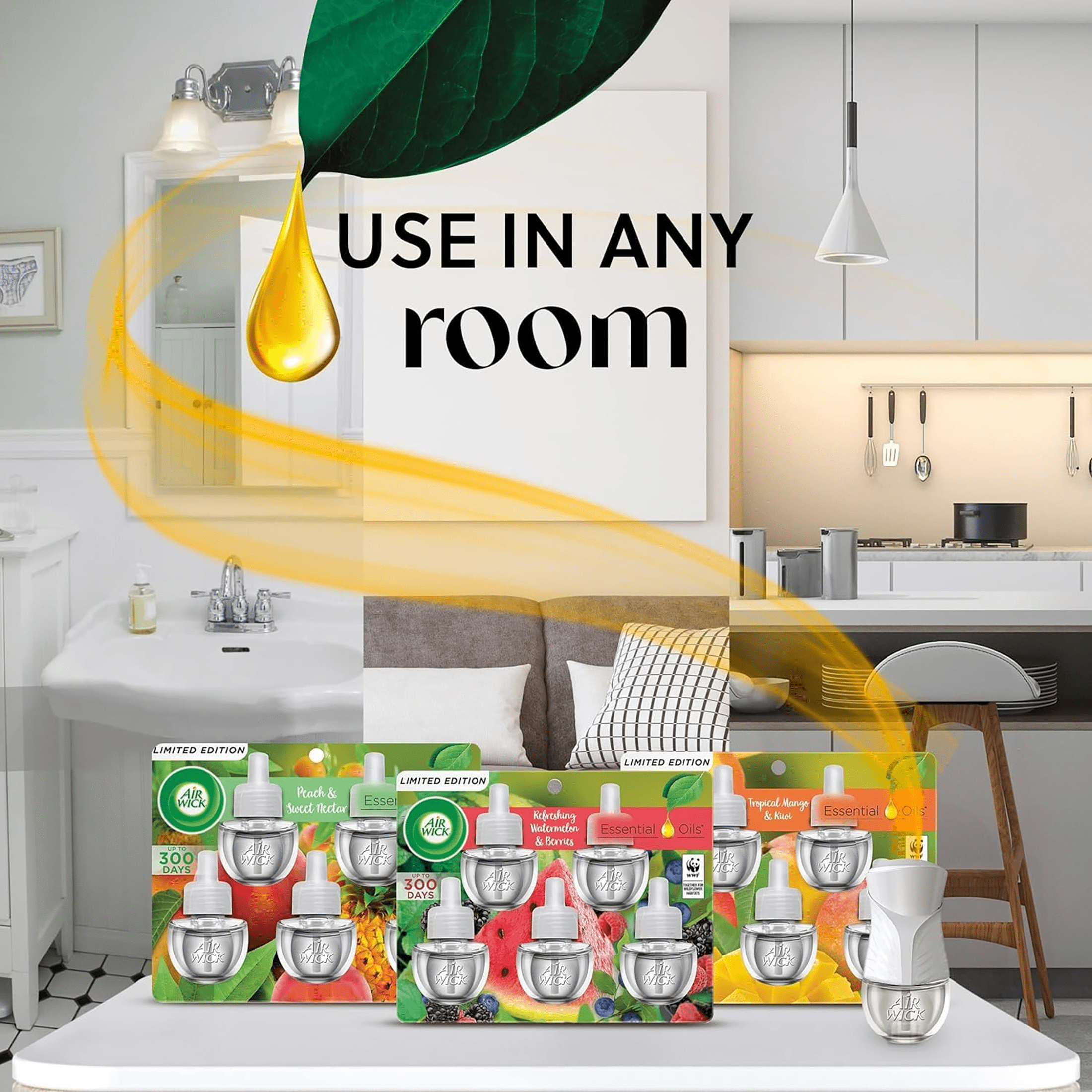 Air Wick Plug-In Scented Oil Air Freshener Refills, White Gardenia and Plumeria (White, 2 Count) 22dfu