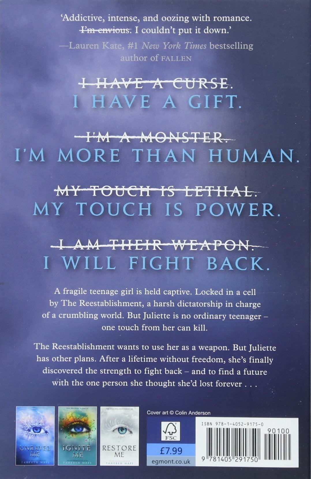 Shatter Me by Tahereh Mafi (Young Adult Fantasy Paperback Novel) cxt12