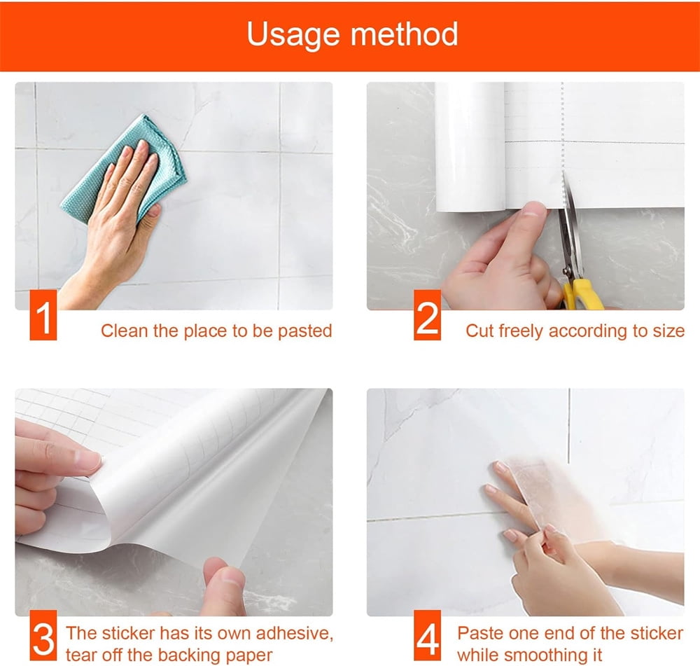 NOGIS Clear Wall Protector Contact Paper, Self-Adhesive Oil-Proof Film for Kitchen Cabinets and Furniture (Clear, 23.6 in x 78.7 in) 5ppqu