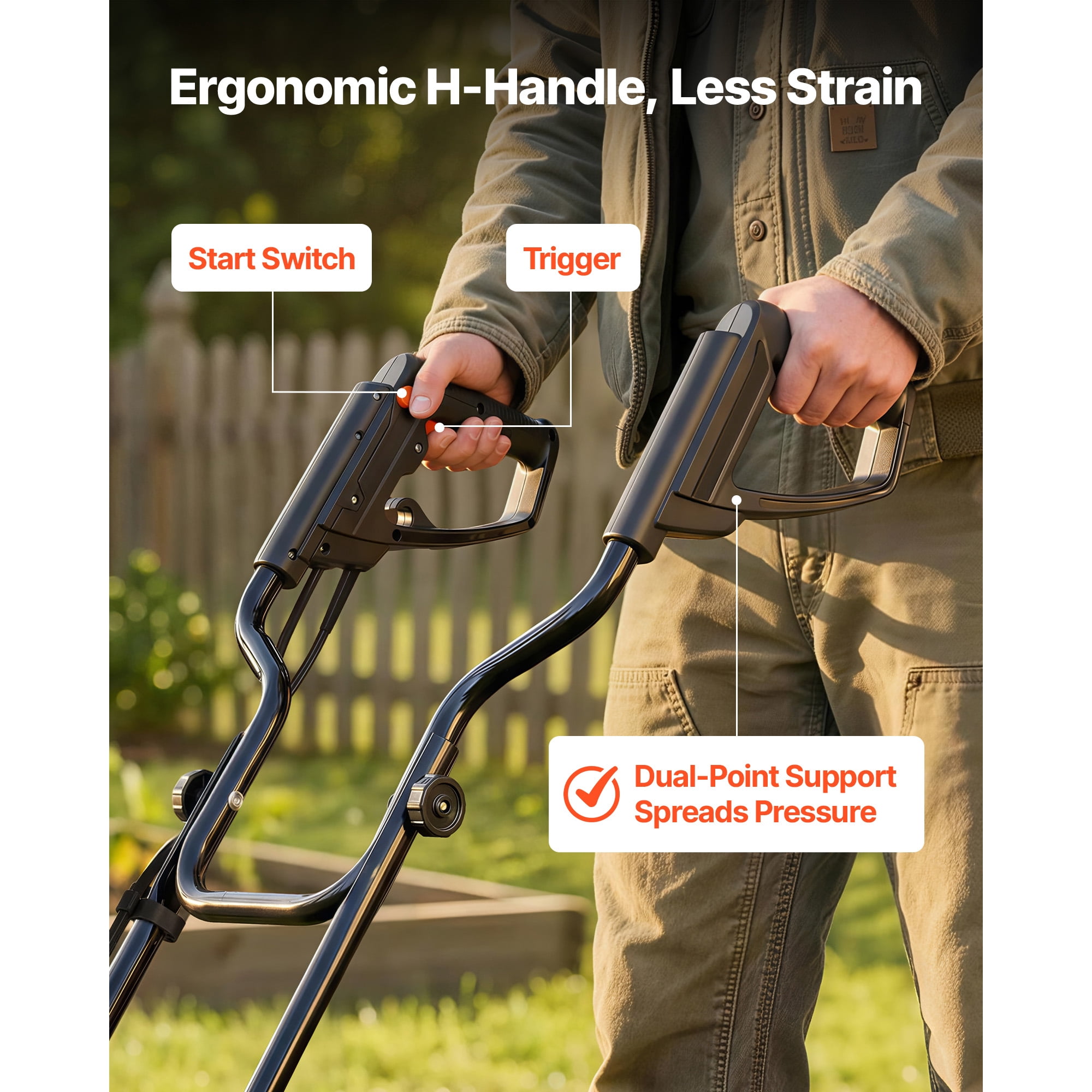 KFFKFF Corded Electric Tiller, 13.5-Amp Garden Rototiller with 18in Tilling Width and Foldable Handle (18 in) 92cpi