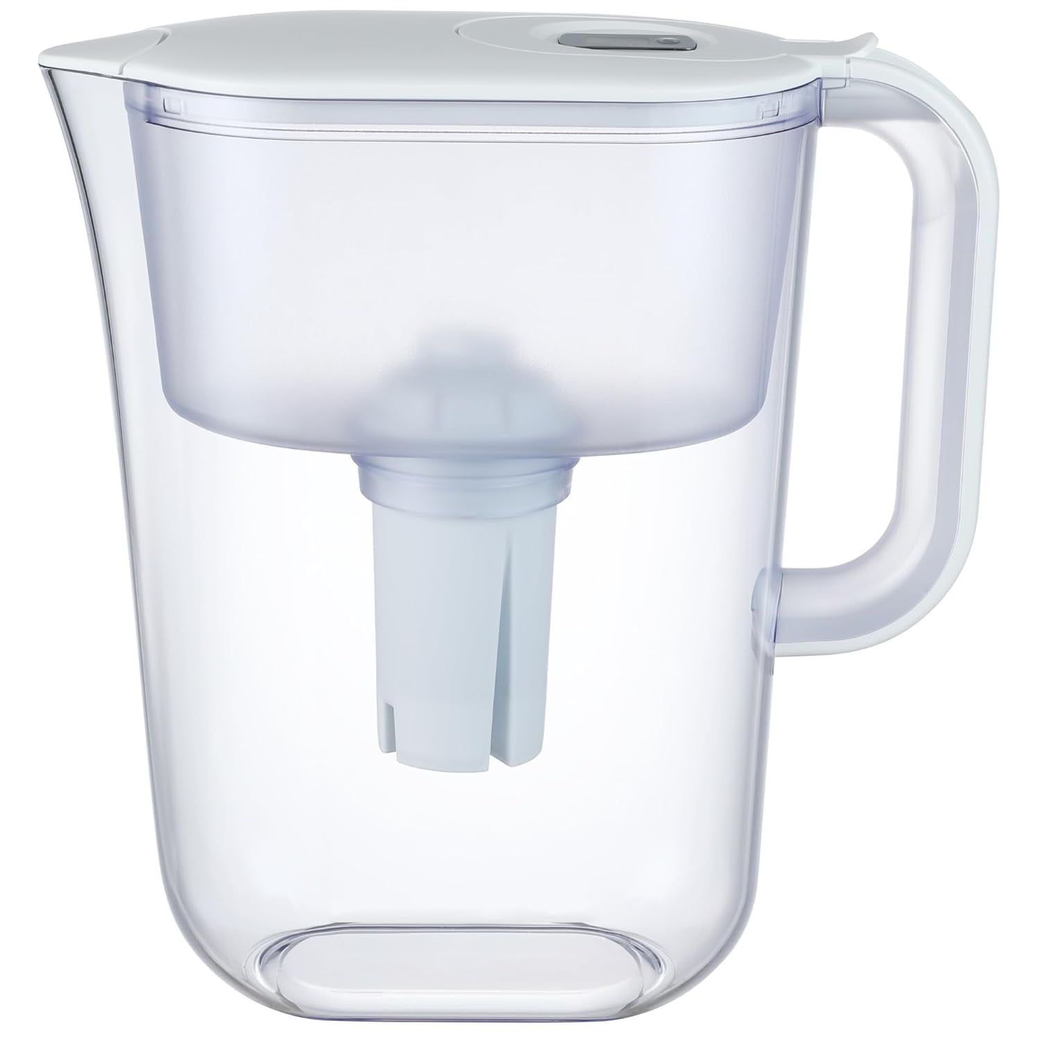 JOEY'Z Water Filter Pitcher with 3 Replacement Filters and Electronic Indicator (White, 7 Cup) kaer3