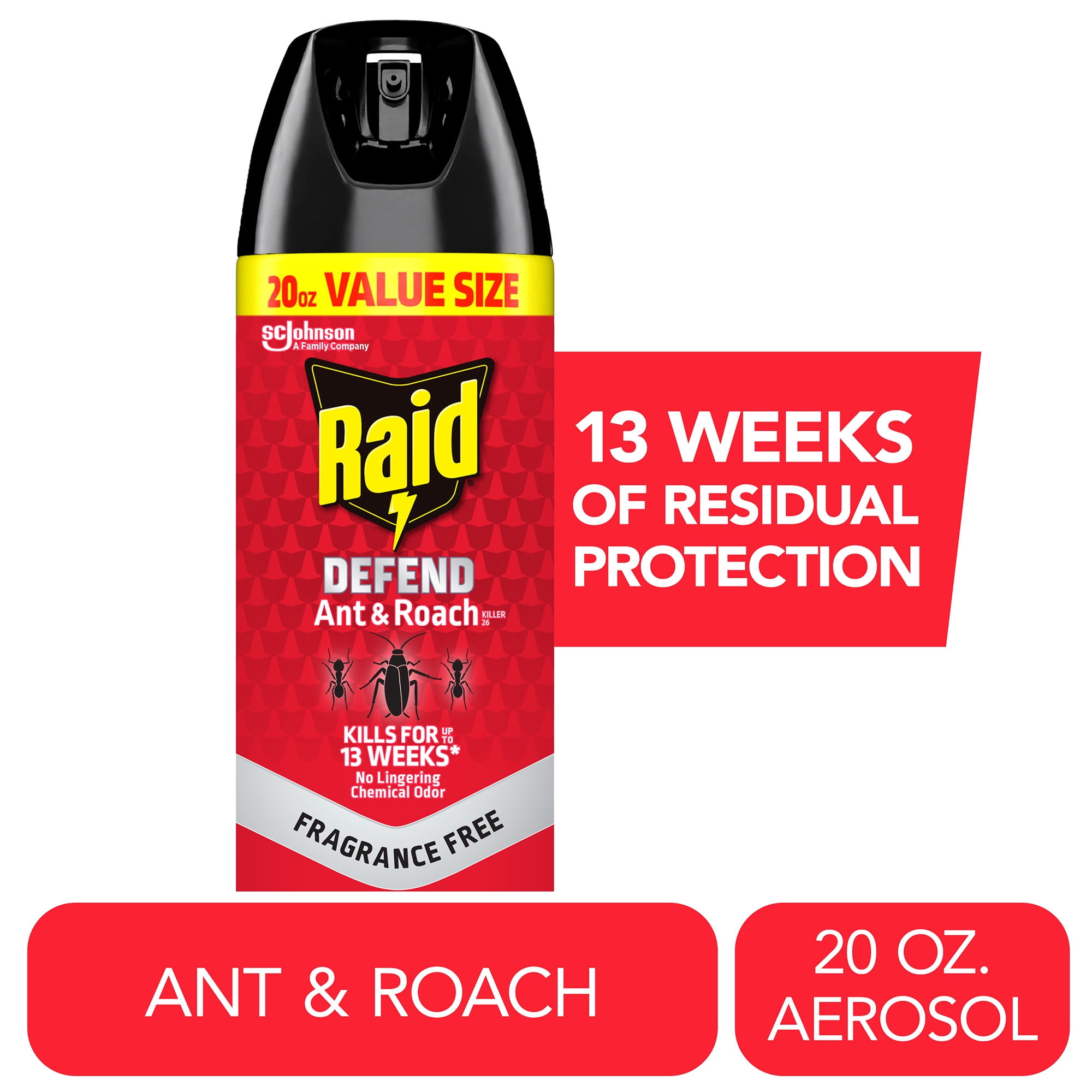 Raid Ant & Roach Killer Indoor Insecticide Spray (Fragrance Free, 20 oz) s92o8
