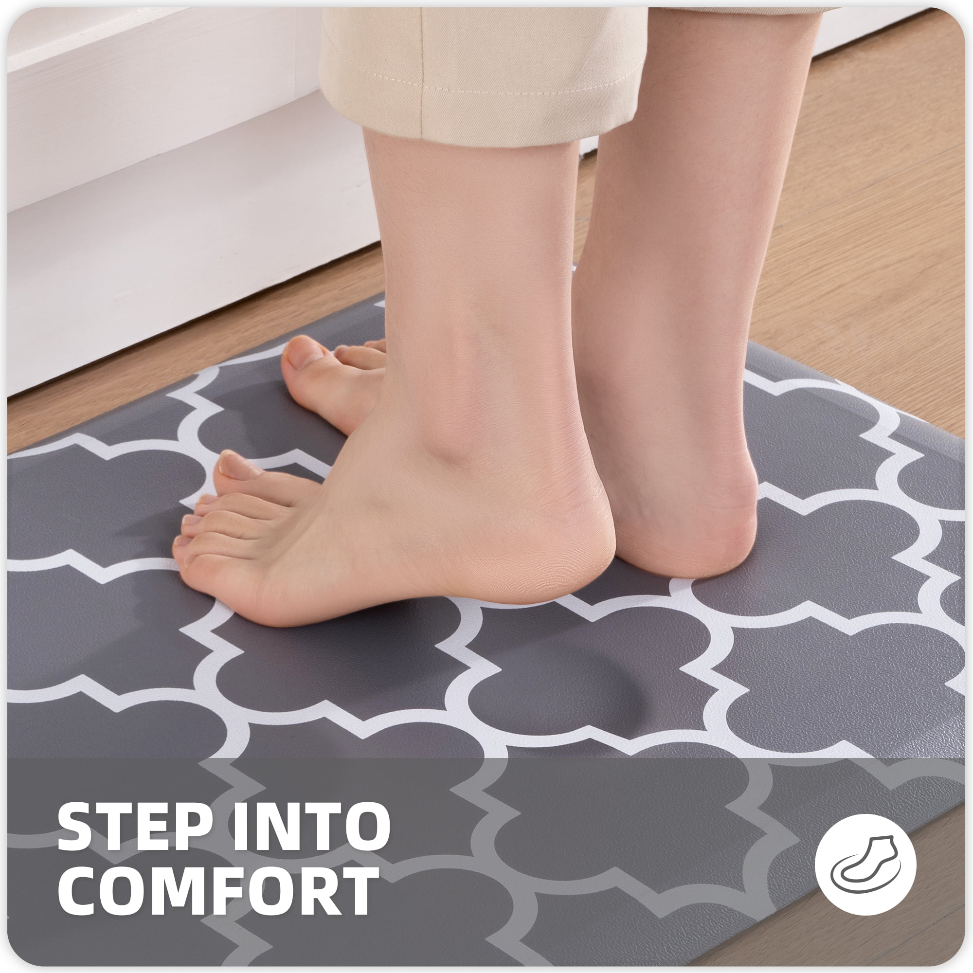 Galmaxs7 Anti-Fatigue Kitchen Mat Non-Slip Waterproof Standing Floor Rug (Gray, 17 in x 28 in) 926ki