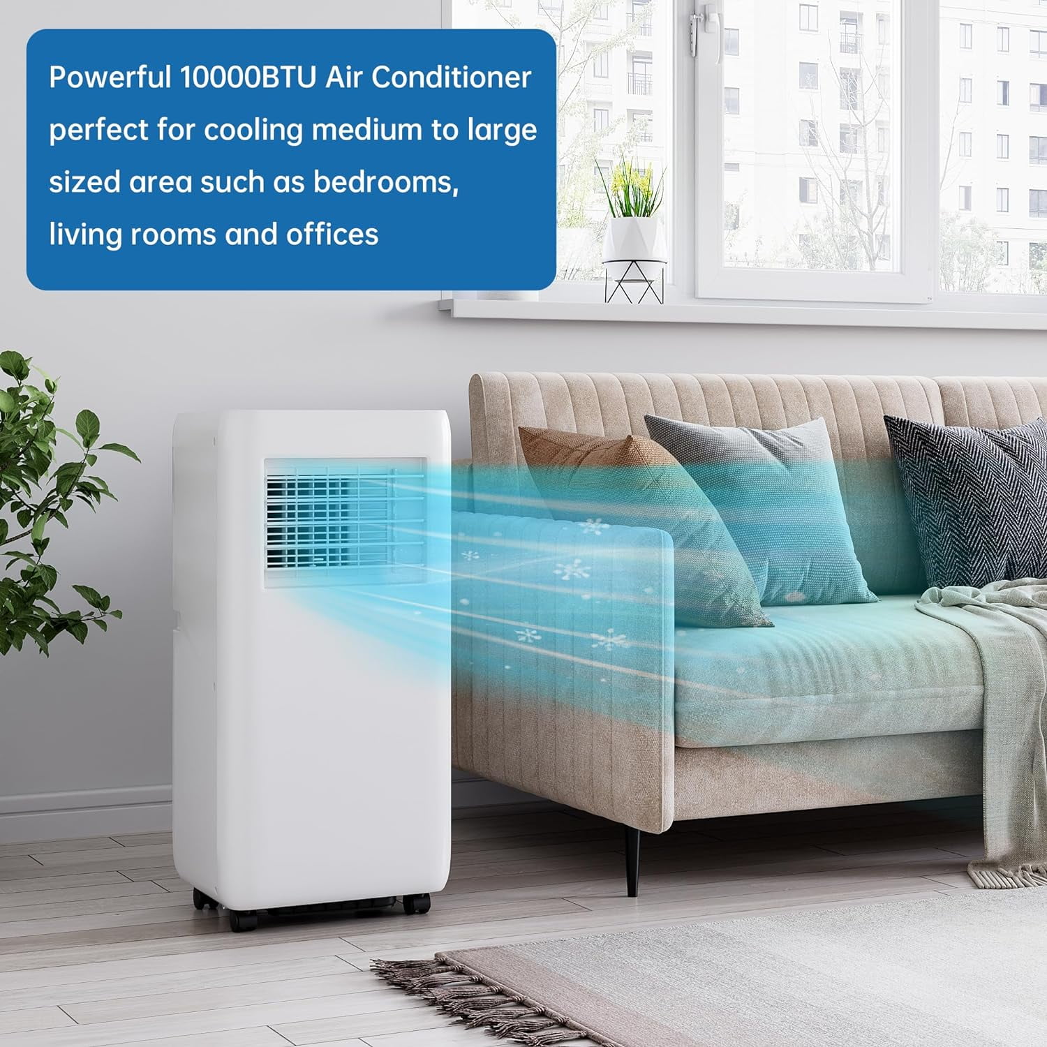 EastVita 10000 BTU Portable Air Conditioner 3-in-1 Cooling Dehumidifier and Fan (White, 10000 BTU) z22zg