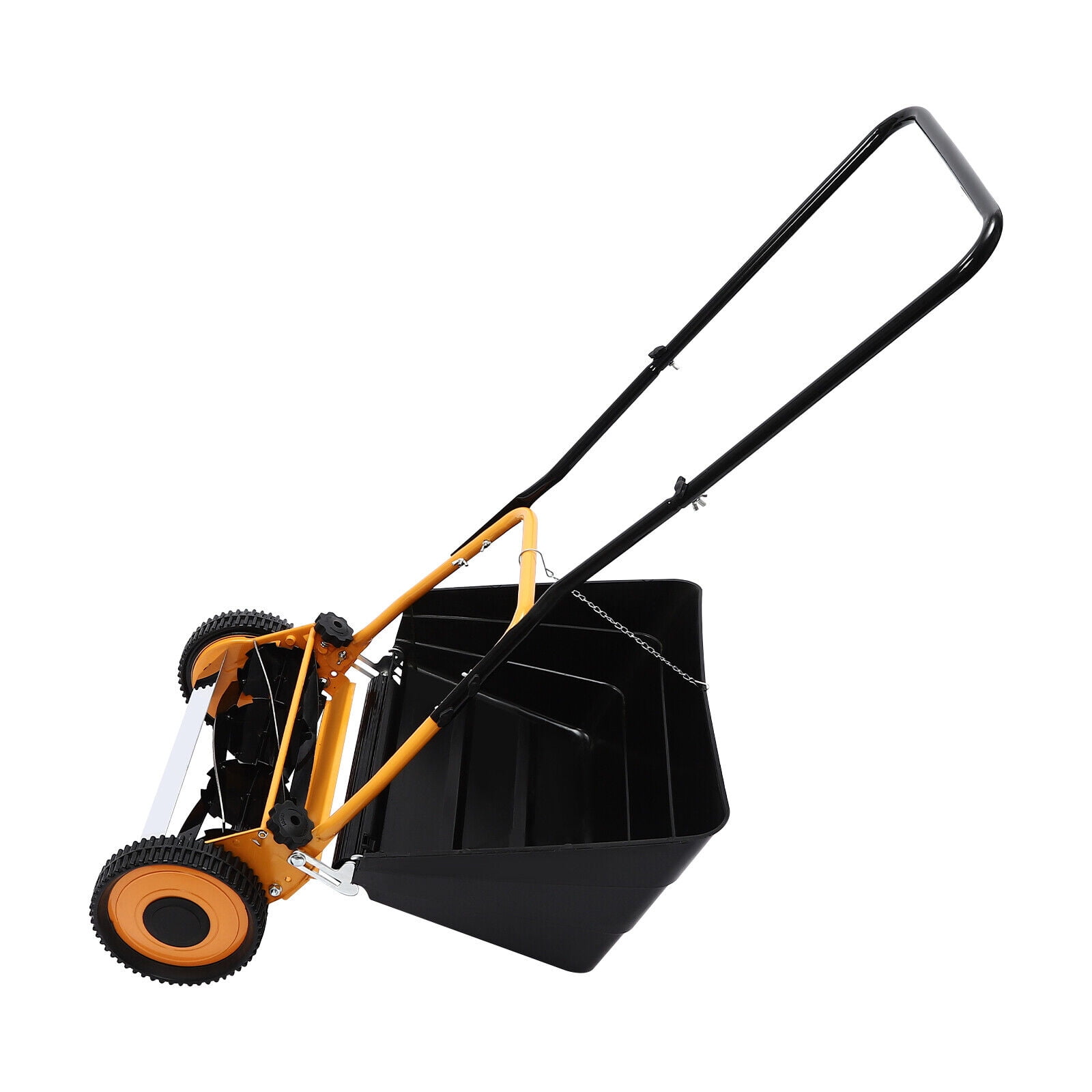 Generic 16-inch Manual Hand Push Lawn Mower with Grass Catcher (Black, 16 in) s1j2u