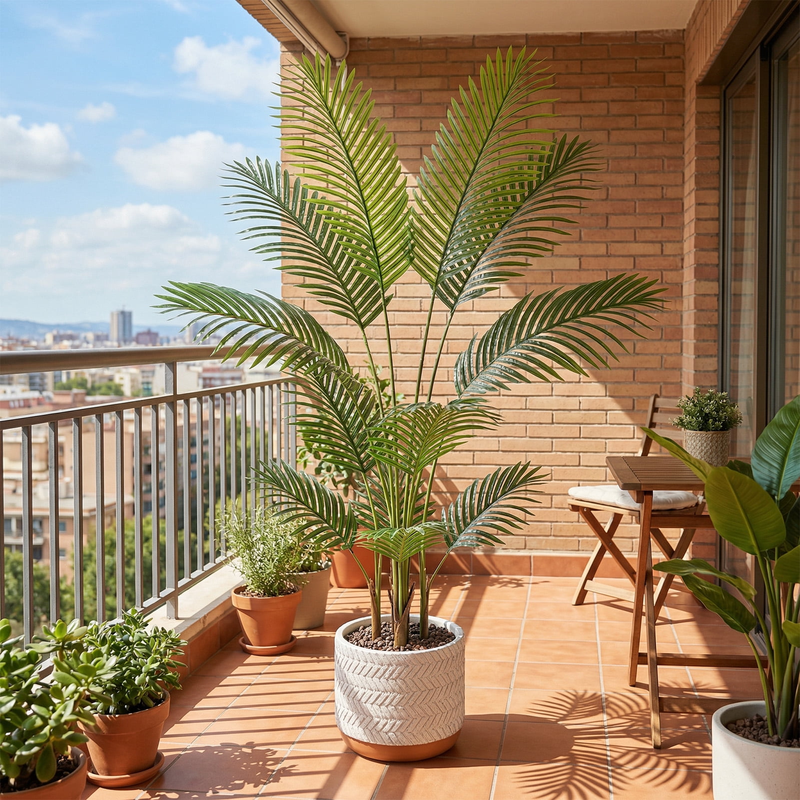 Tebru Artificial Palm Tree, Realistic Tropical Faux Plant for Home and Office Decor (Green, 6 ft) etczs