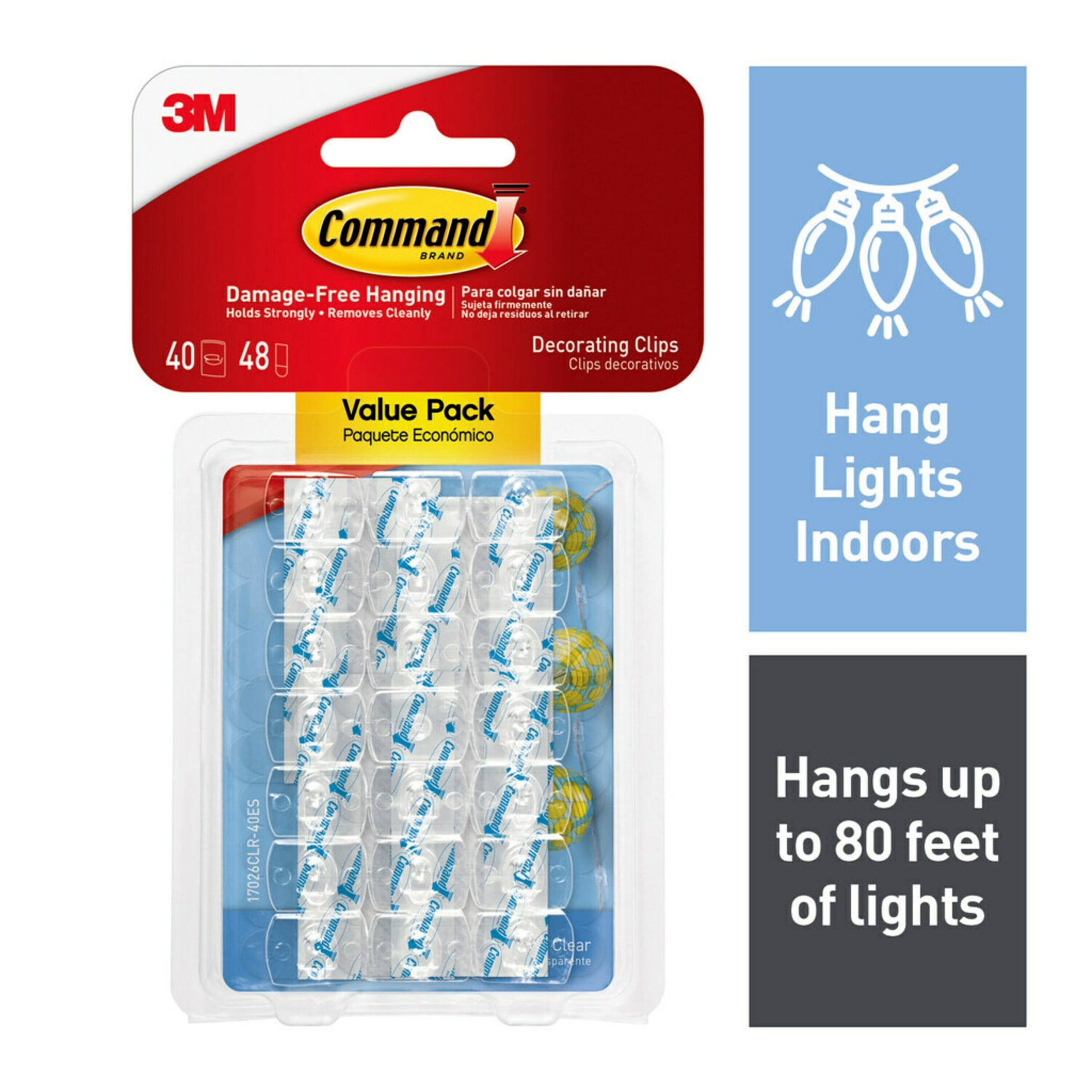 Command Light Clips Value Pack for Holiday Decorating (Clear, 40 Clips and 48 Strips) q84fh