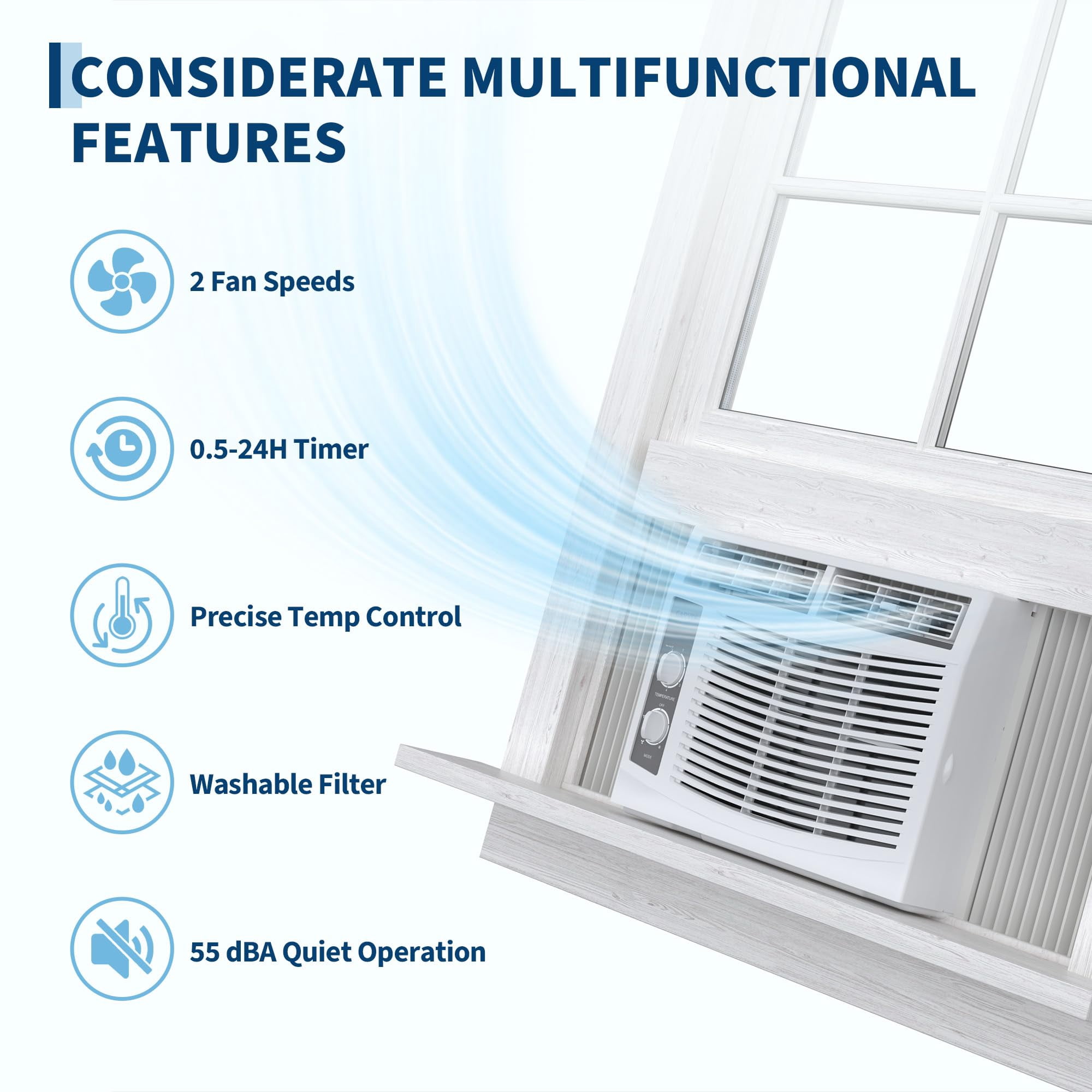 Emorefun Window Air Conditioner (5000 BTU, White, 150 sq ft) lp412