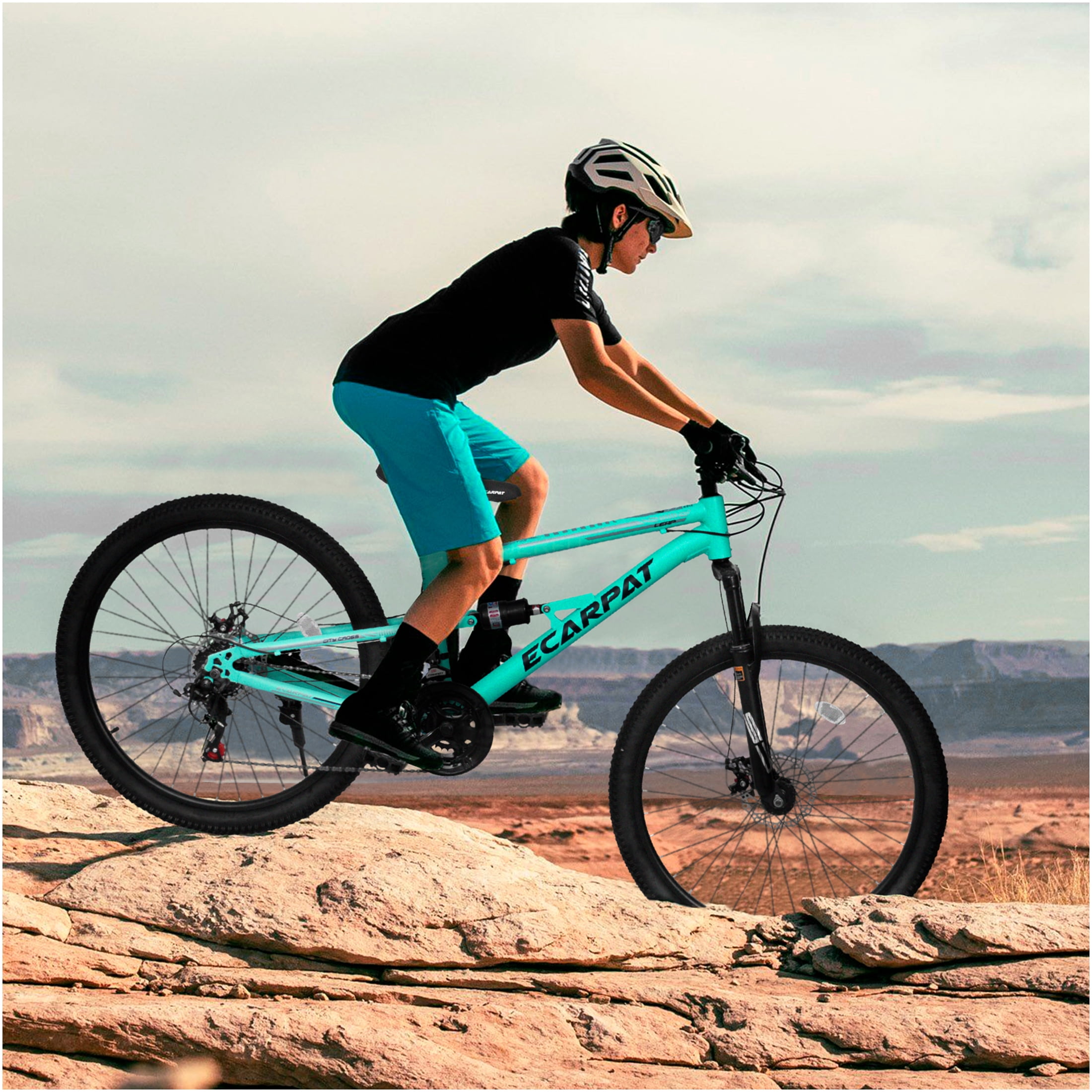 JERFIT 26 Inch Mountain Bike, 21-Speed All-Terrain Bicycle with Dual Suspension and Disc Brakes (Blue, 26 in) mt9mc