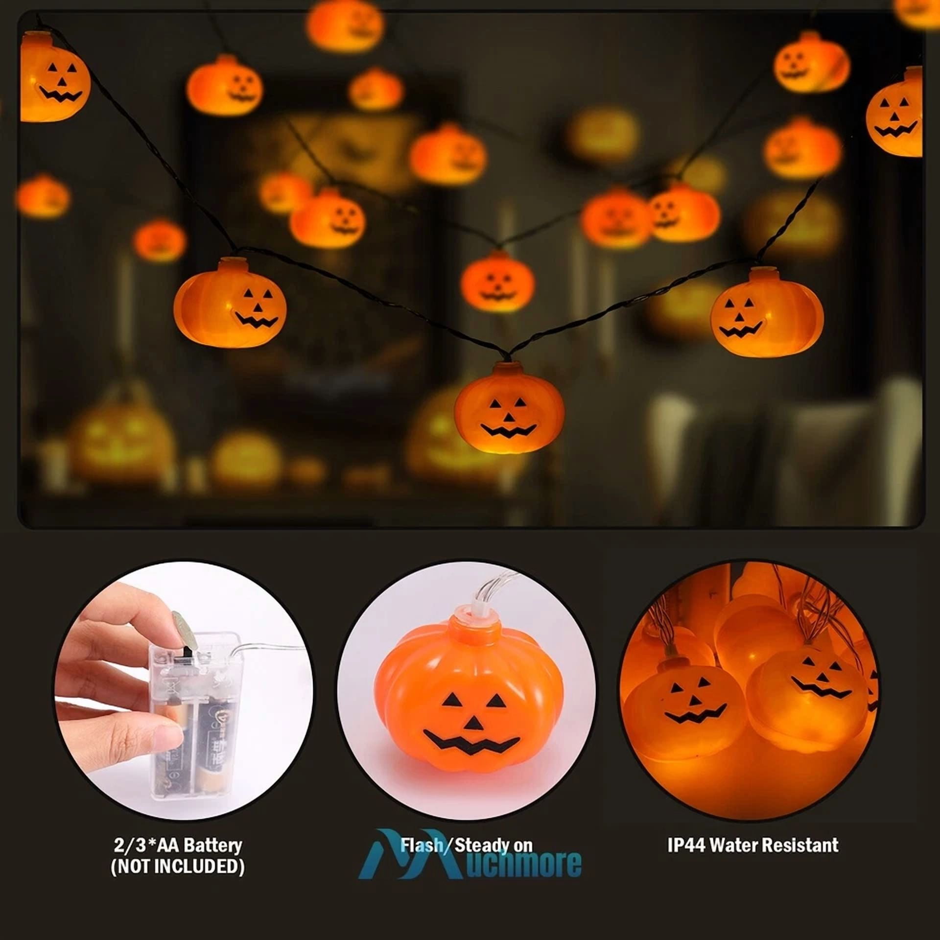 VAULT Halloween LED Pumpkin String Lights Decorative Holiday Lighting for Indoor and Outdoor Use (20 Count, 10 ft) 8yg24