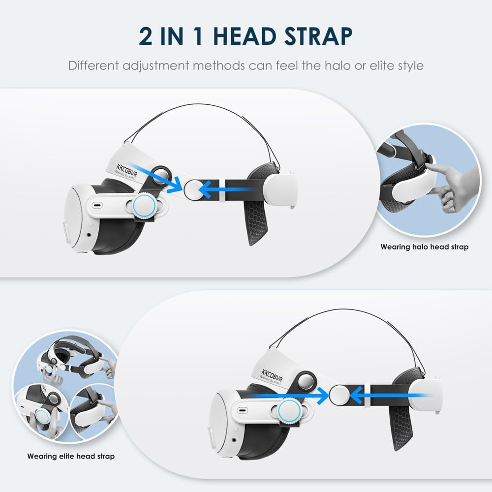 KKCOBVR Q3 Halo Strap for Meta Quest 3, Adjustable Elite Head Strap with Side Knobs (Black, 1 Pack) j5ati - Image 2