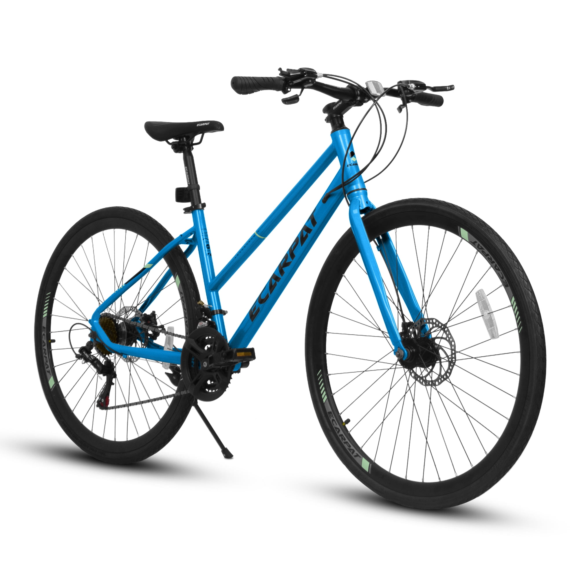 Coowa 700C Road Bike, 21-Speed Commuter Bicycle with Disc Brakes and Steel Frame (Black and Blue, 700 in) m2n4w