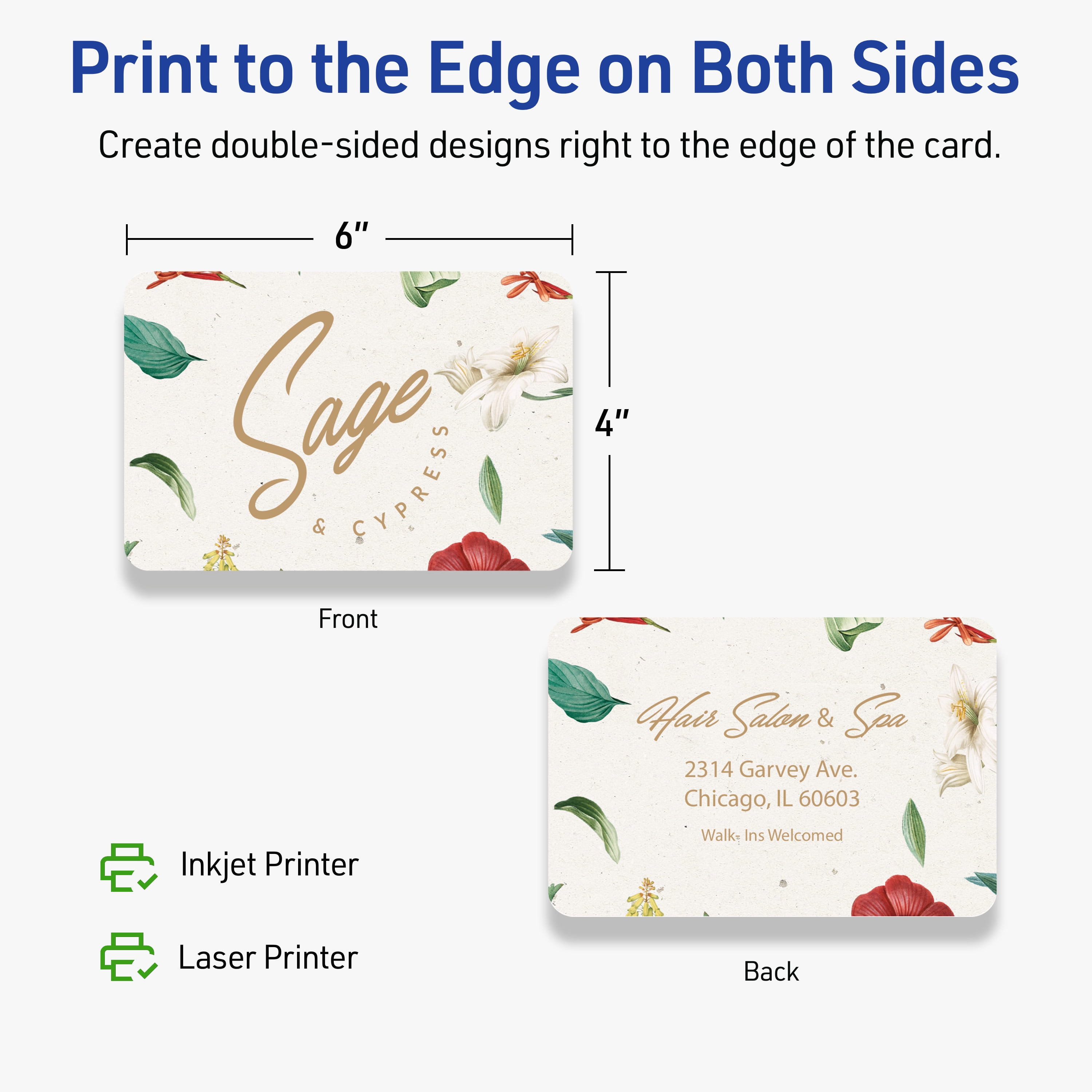 Avery Printable Cards with Rounded Corners (Matte White, 4 in x 6 in, 20 Count) qlv1c - Image 6