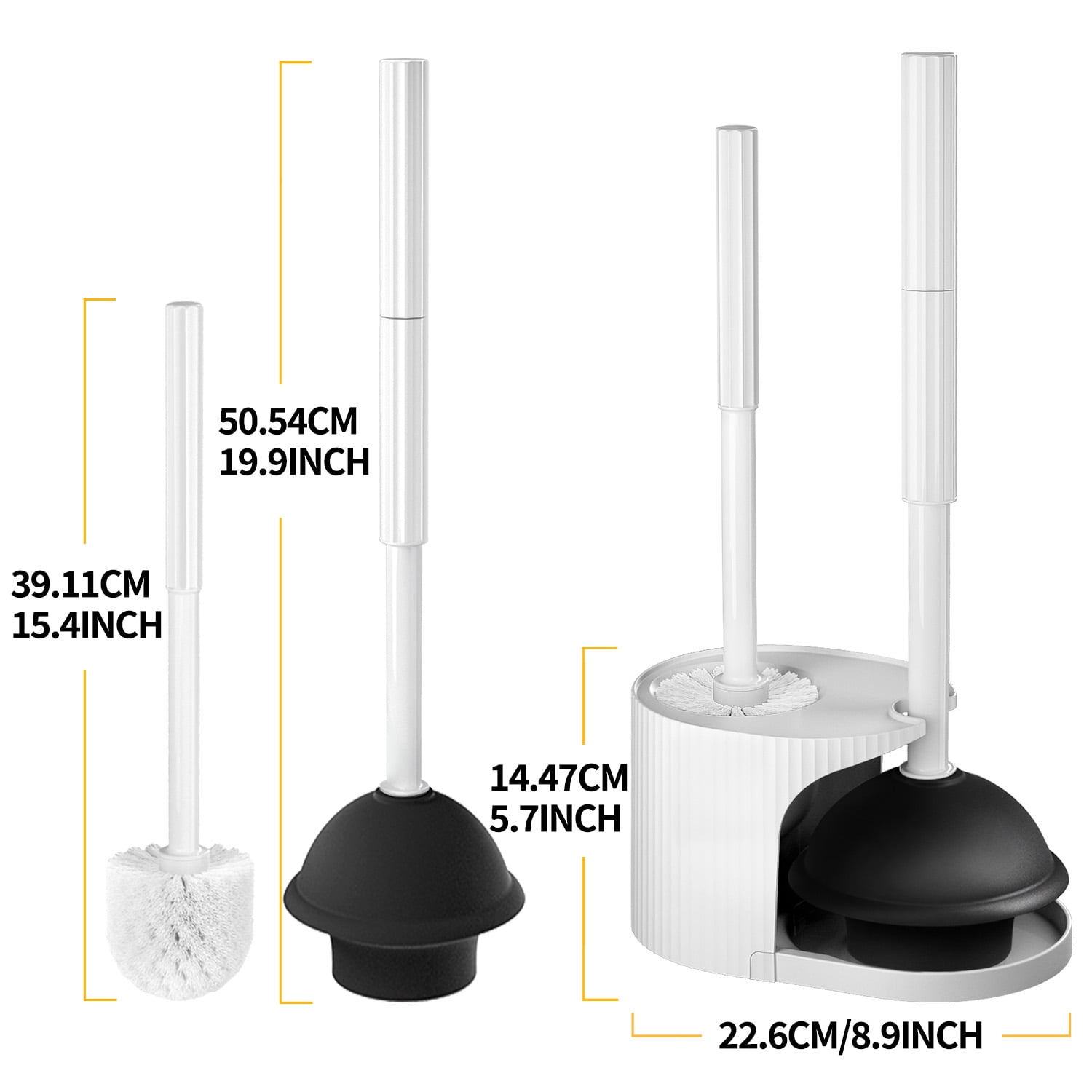 propuri 2-in-1 Toilet Brush and Plunger Set with Extended Handle (White) mtx1k