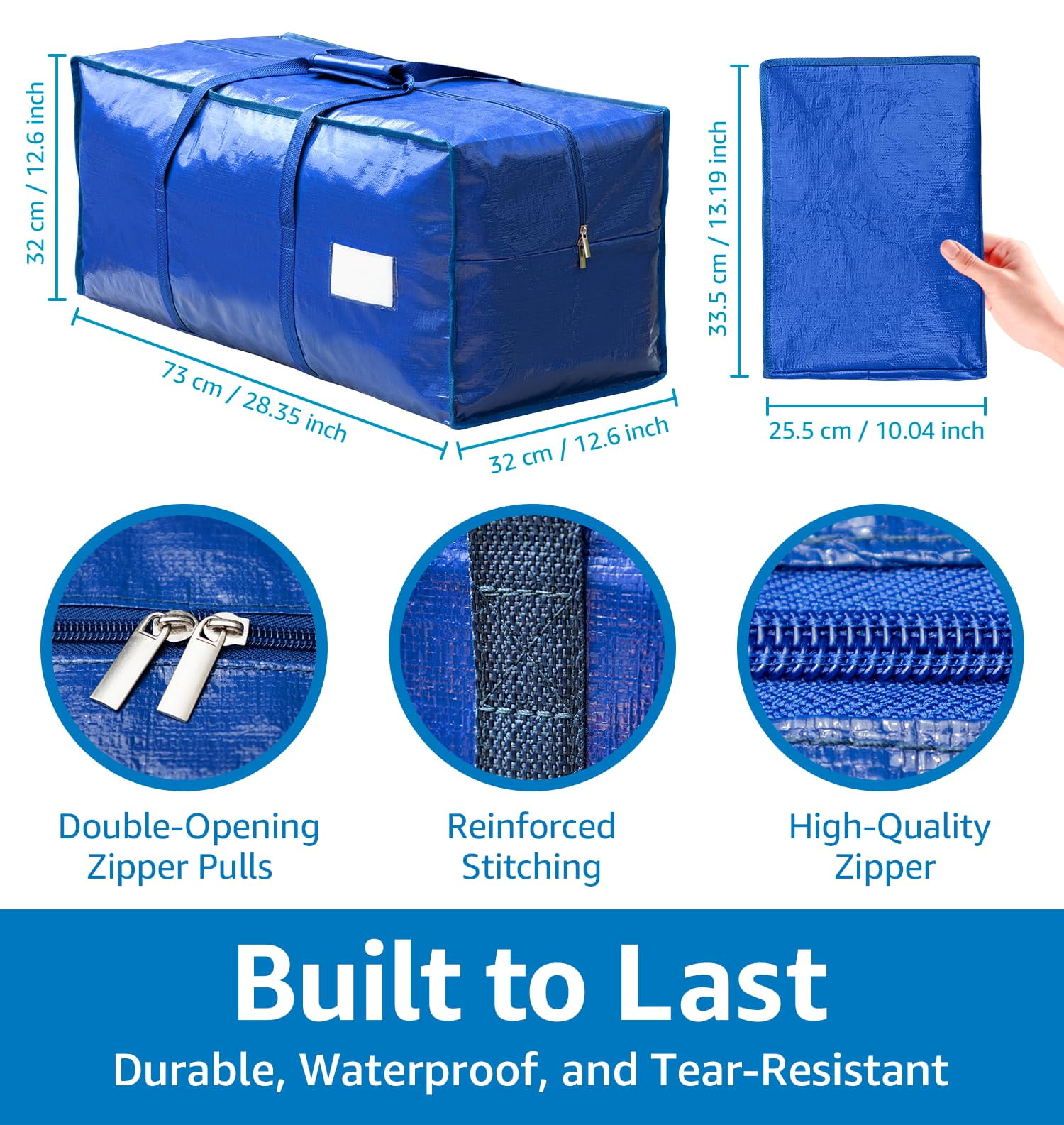 Fehomix Extra Heavy Duty Moving Bags with Reinforced Handles and Zippers (Blue, 6-Pack) 5hq5h