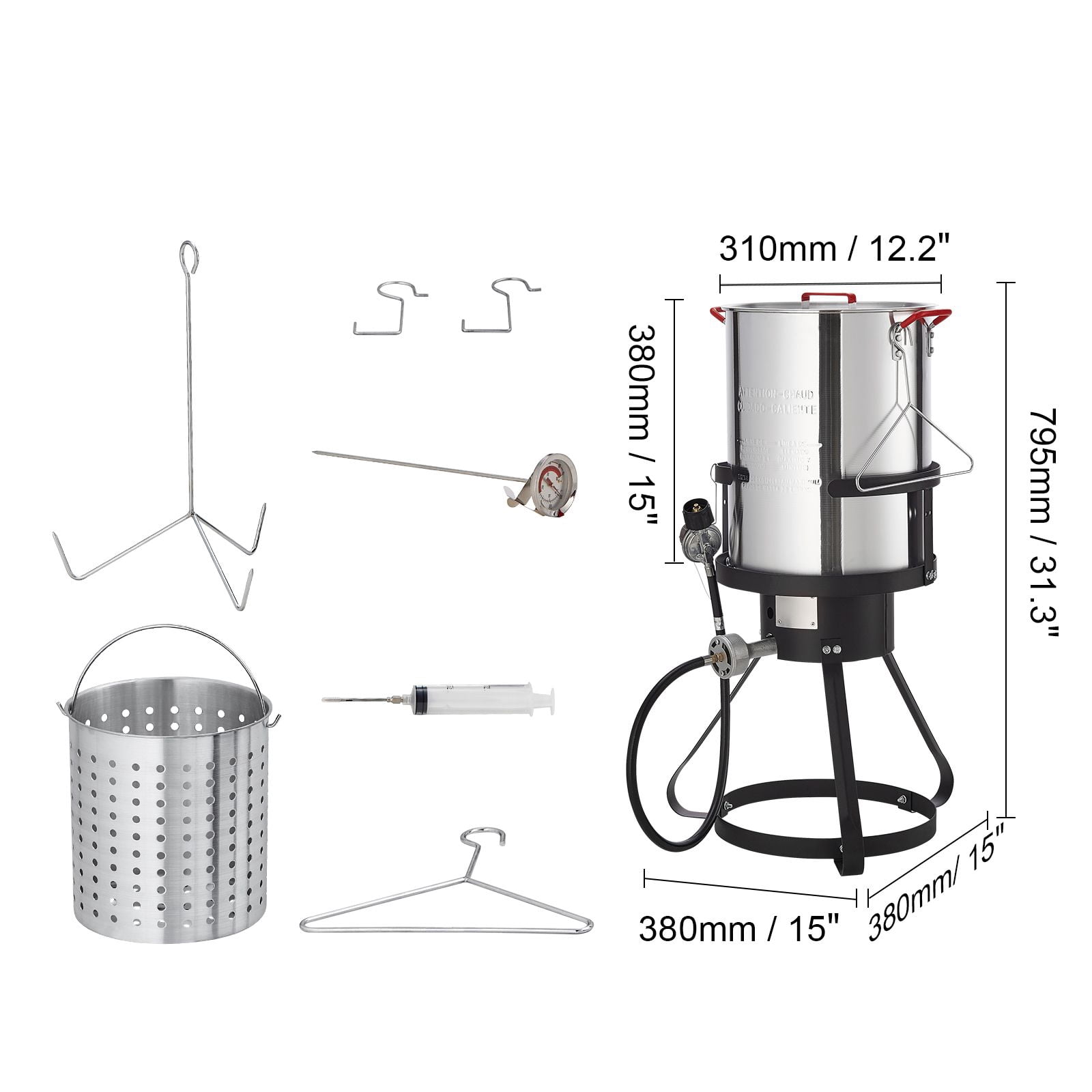Shenmamo Outdoor Propane Turkey Fryer Kit with 30-Quart Pot, 54K BTU Burner, Basket, Rack and Thermometer (30 qt) 58tnx