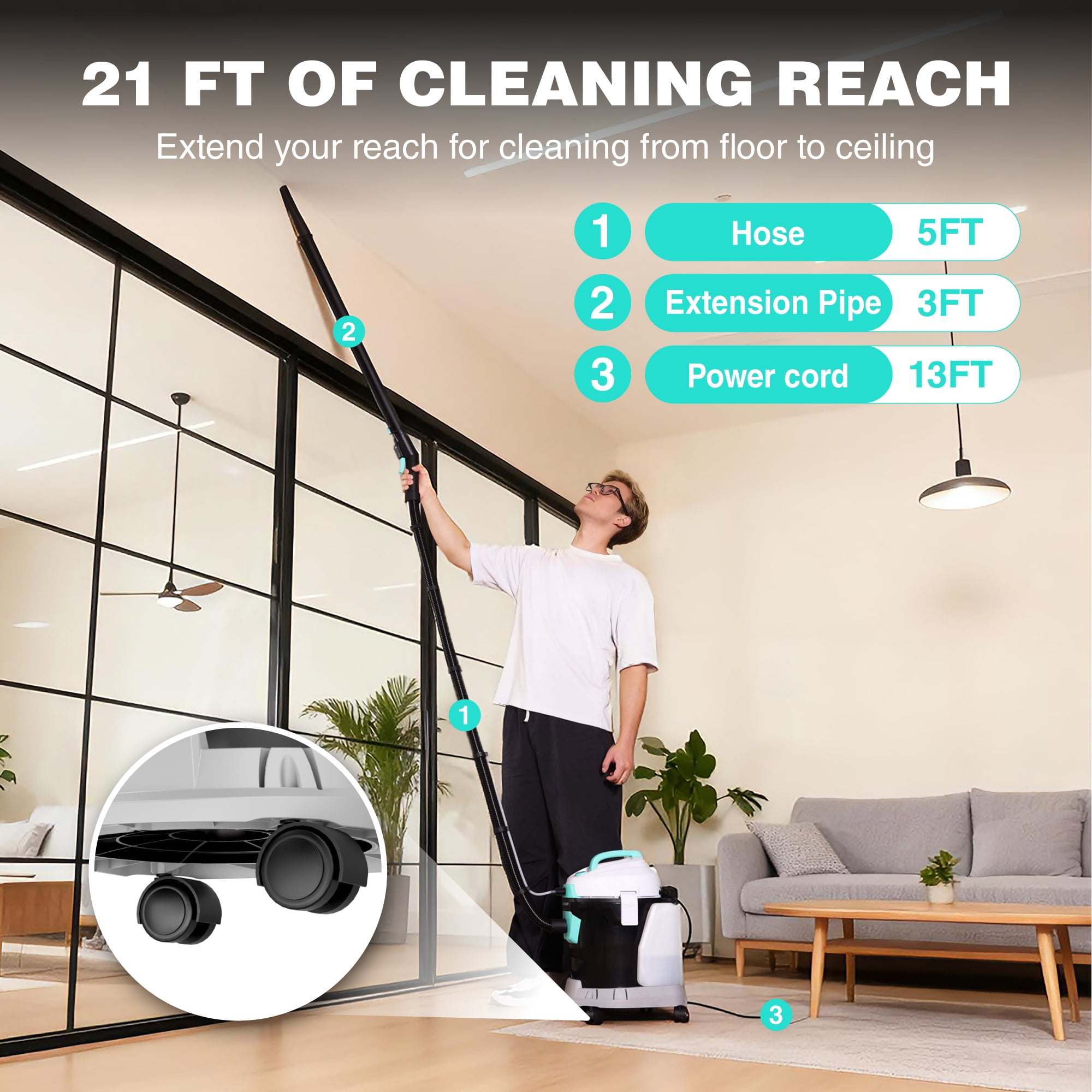 HAUSHOF 4 Gallon 5.5 Peak HP 4-in-1 Wet/Dry Shop Vacuum Cleaner with Blower and Upholstery Cleaning (Grey, 4 Gallon) 4raml