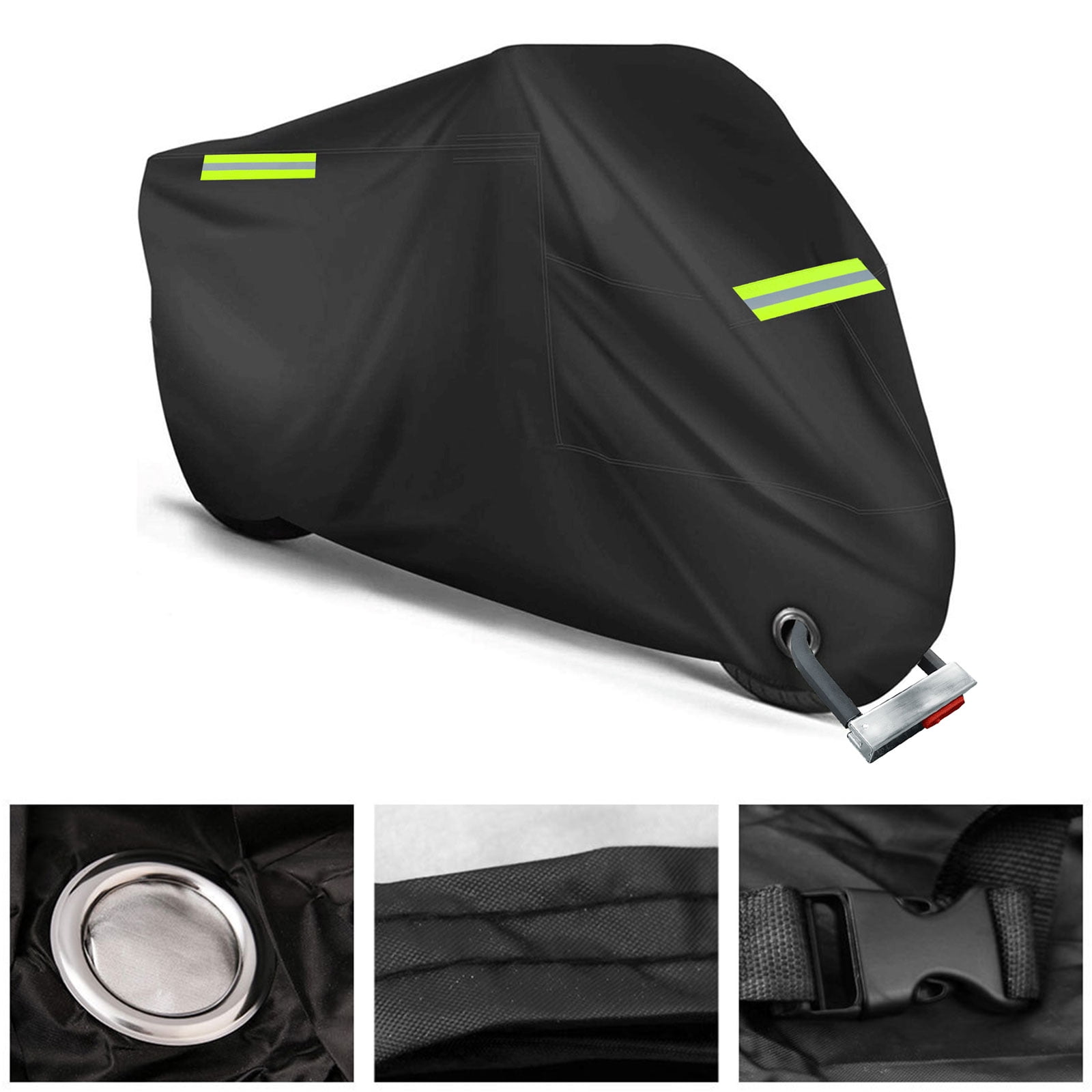Pakasept Motorcycle Cover All-Season Waterproof Outdoor Protection with Lock-Holes and Storage Bag (Black, 96.5 in) q1tpn