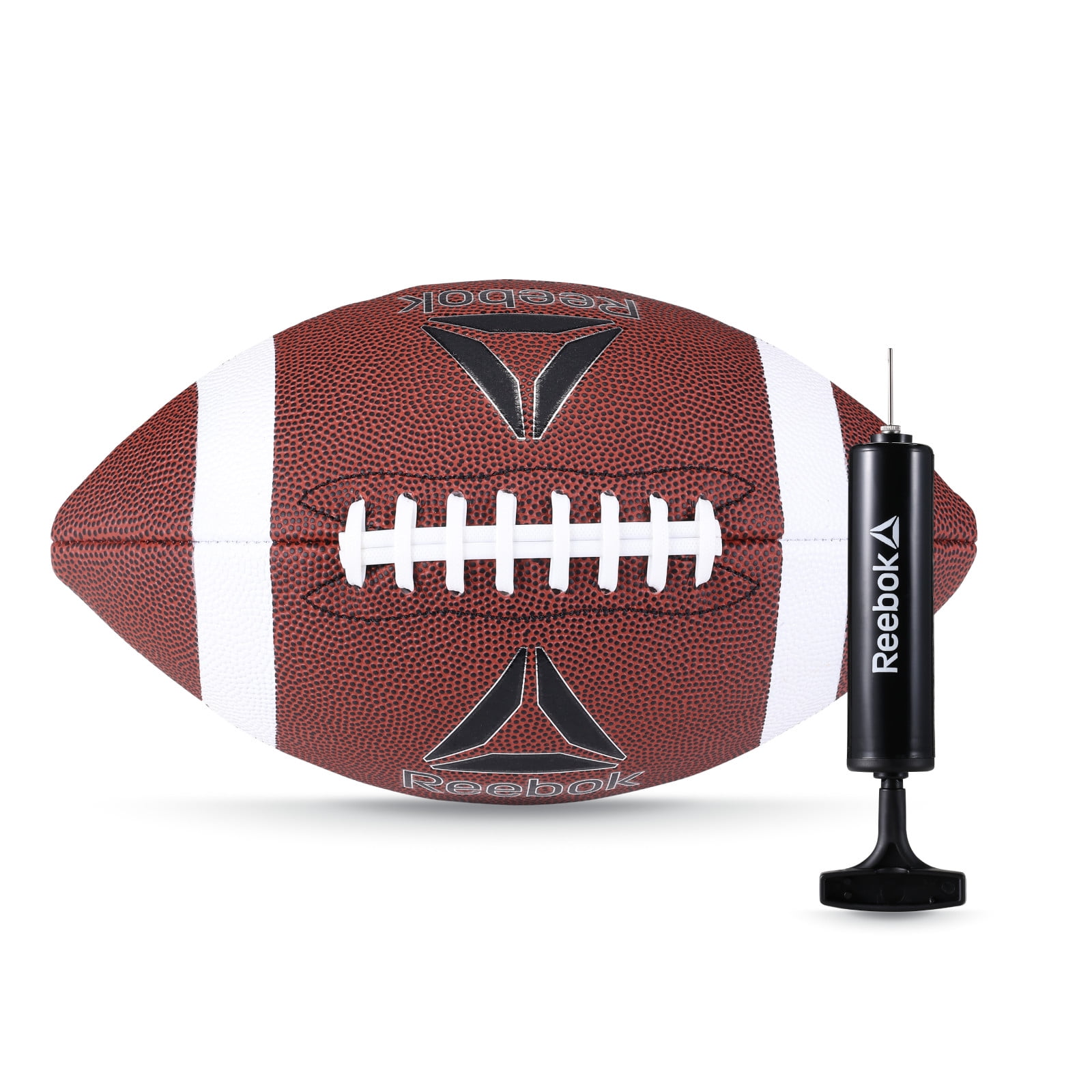 Reebok Official Size Football with Inflatable Pump, Durable Synthetic Leather for Outdoor Sports (Brown, Official Size) 8nz86