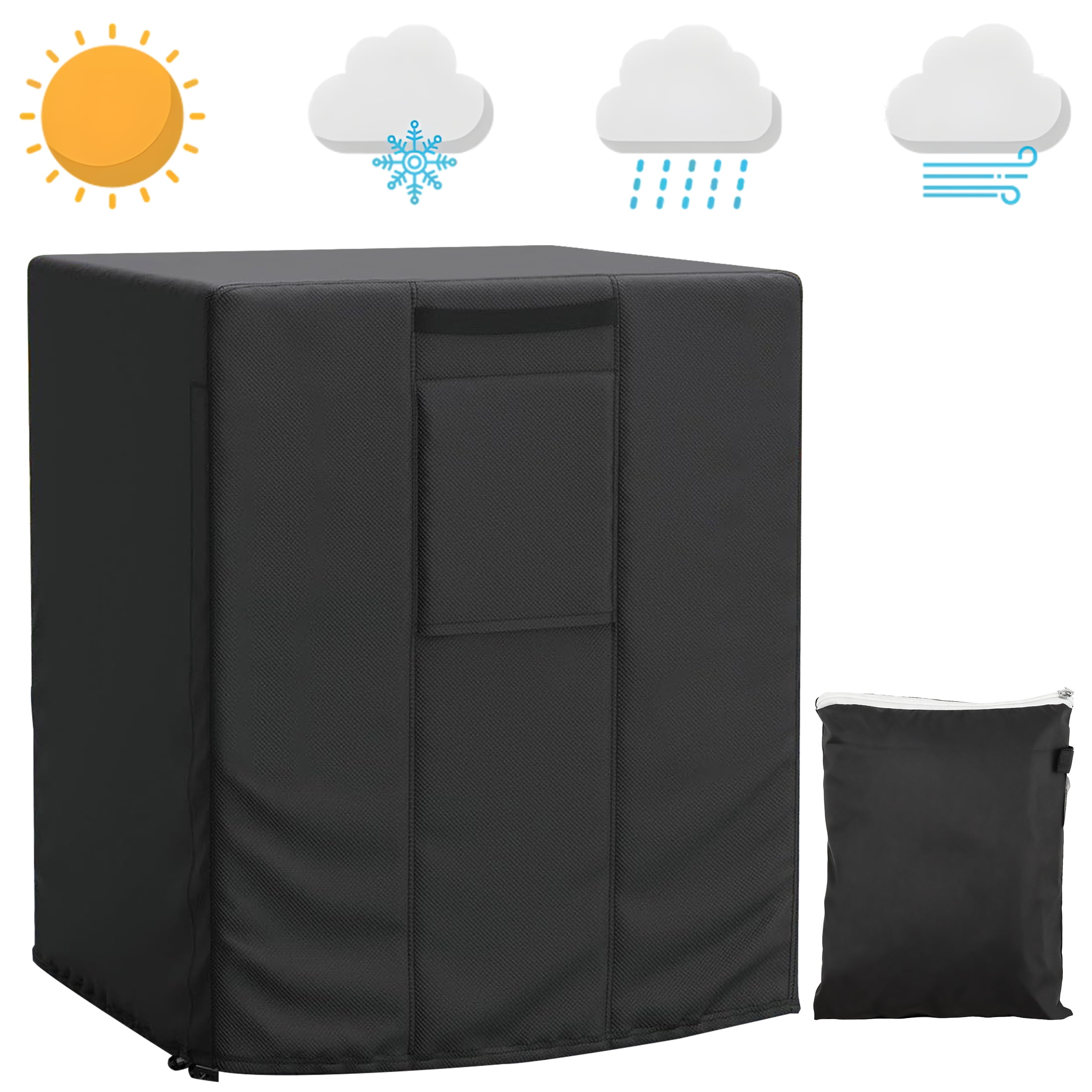 Remiawy Heavy Duty Outdoor Air Conditioner Cover, Waterproof Square AC Unit Protector for Winter (Black, 24 x 24 x 30 in) b3fel