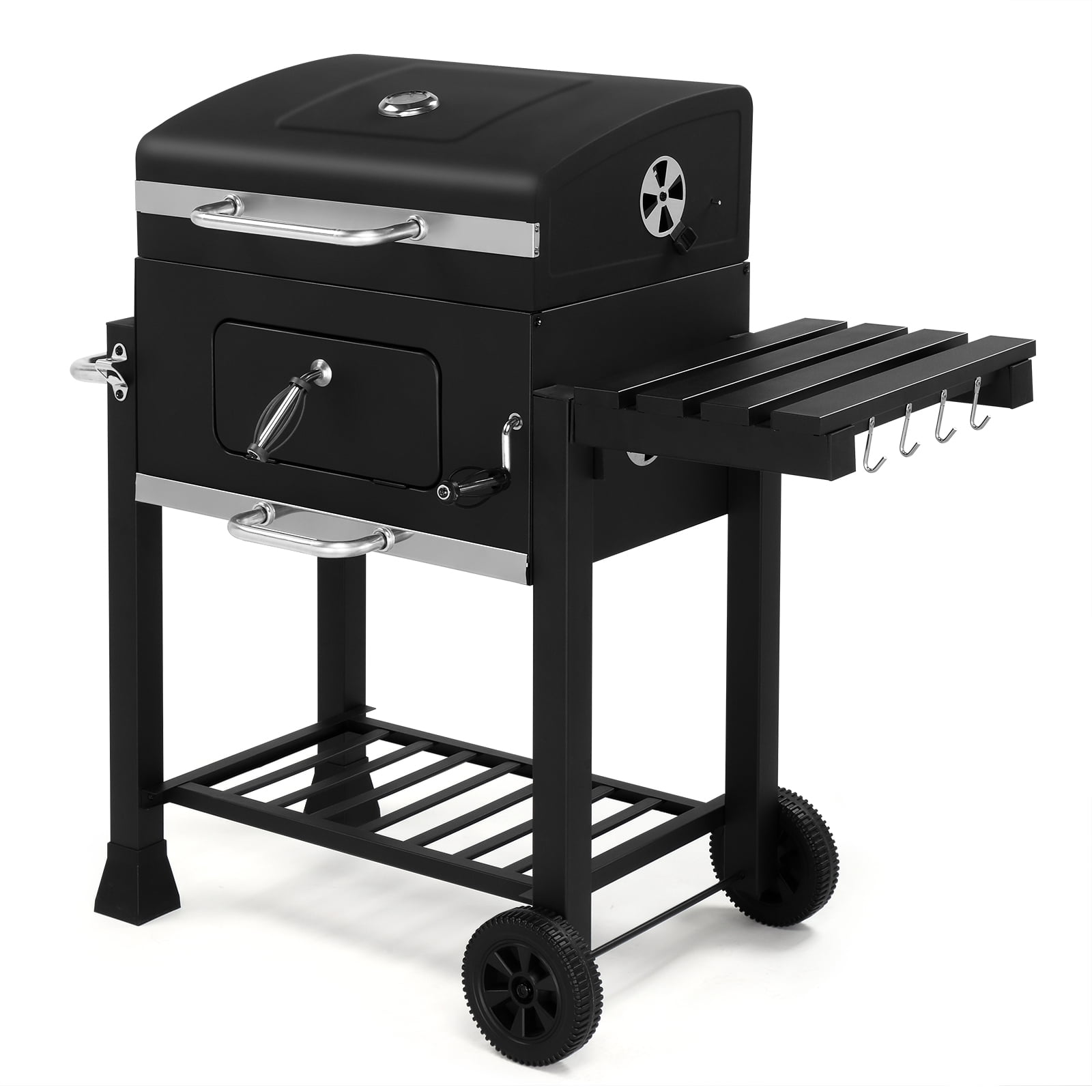 SalonMore BBQ Charcoal Grill Outdoor Barbecue Pit Smoker with Double Grill and Liftable Charcoal Tray (Black) d651f