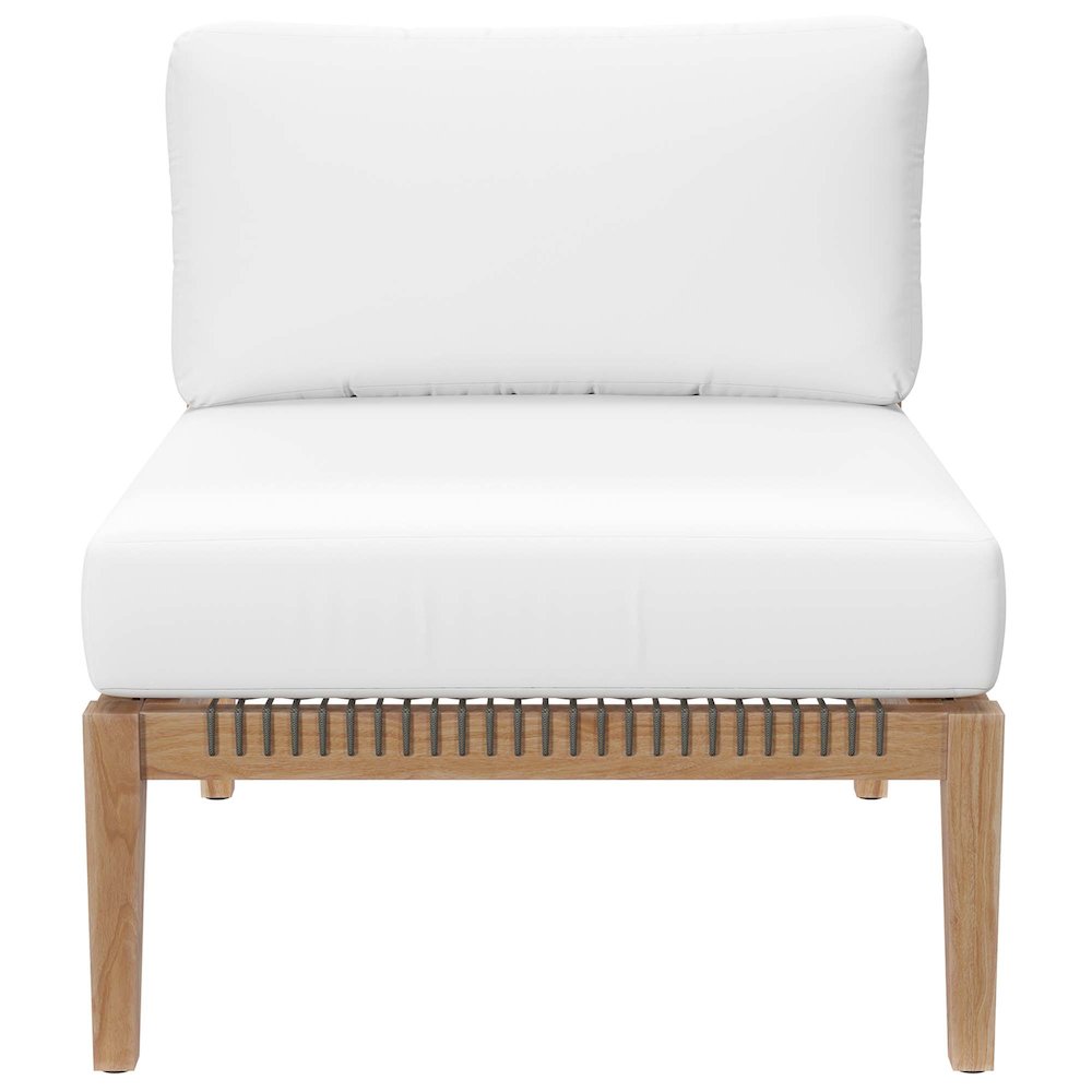 Modway Clearwater 6-Piece Teak Wood Outdoor Sectional Sofa Set (Gray/White, 6-Piece) 8zded
