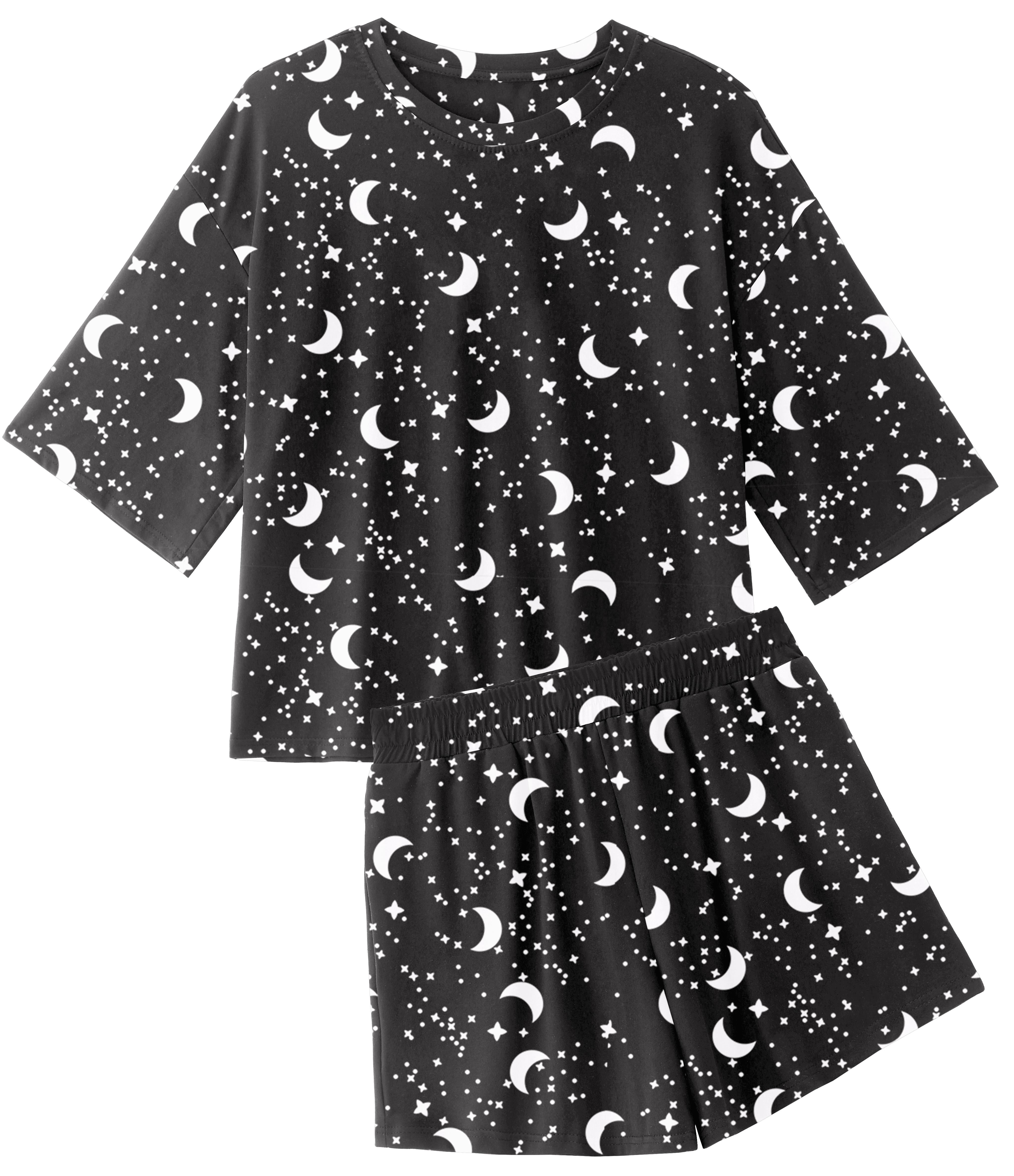 MINTREUS Womens Pajamas Set 2 Piece Knit Lounge Sleepwear with Pockets (Black, M-3XL) zqdbf