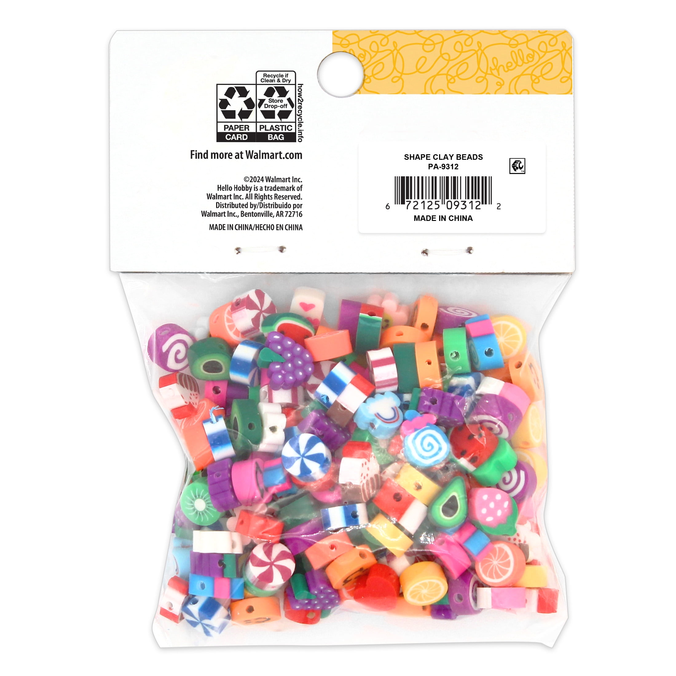 Hello Hobby Shaped Clay Beads for Jewelry Making (Assorted Shapes, 3 Pack, 600 Pieces) rfcnm