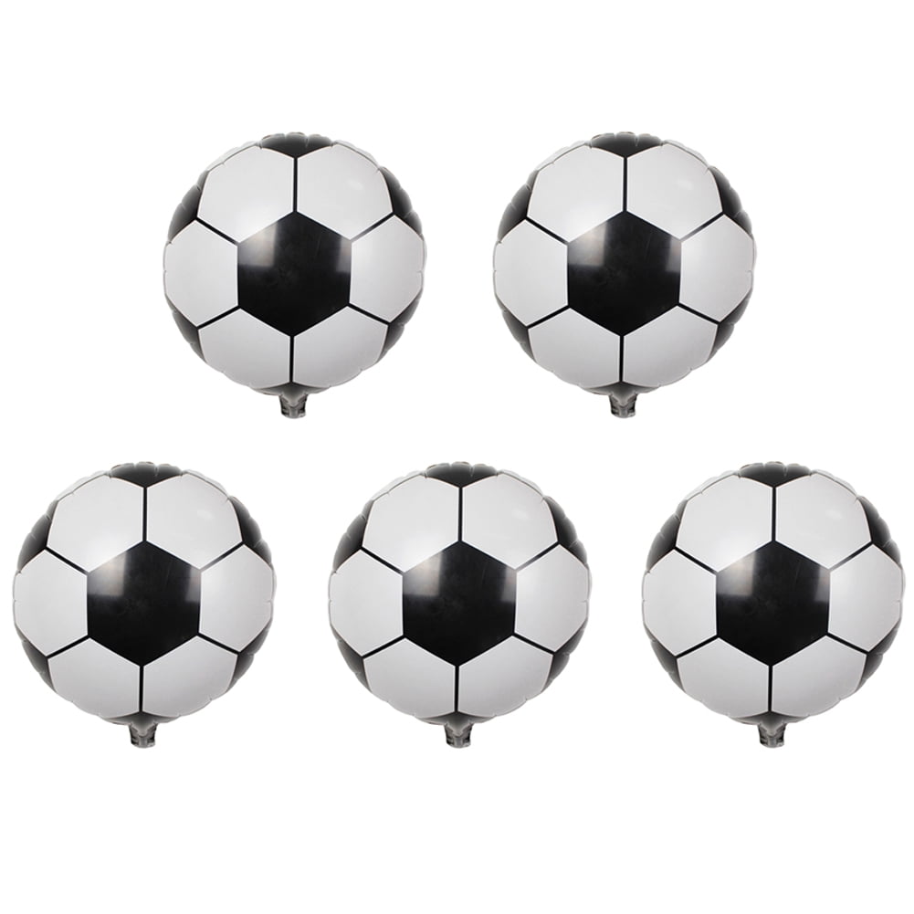 Hevirgo Round Foil Soccer Ball Balloons for Sports Theme Party Decorations (Black and White, 5 Pack) 8chdc
