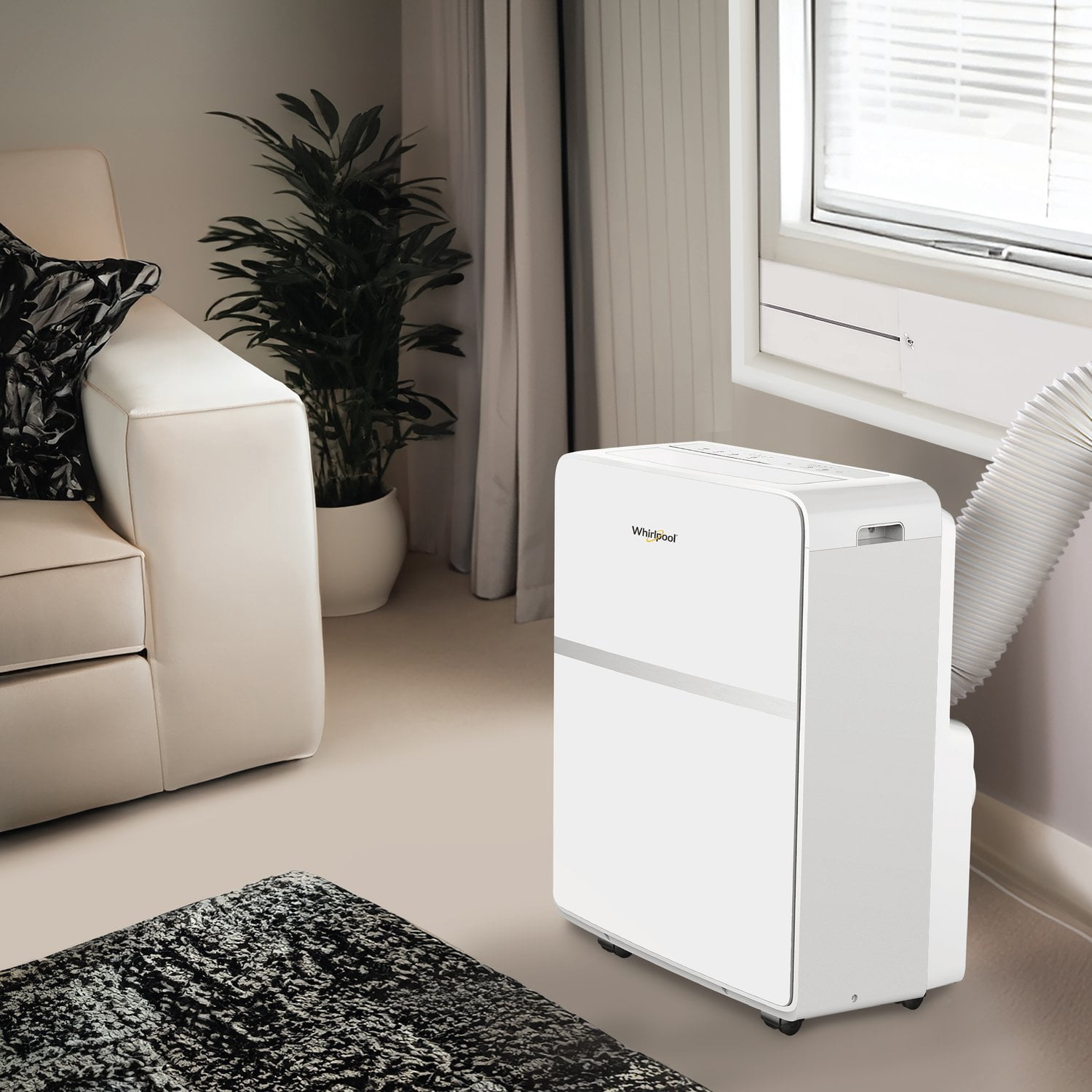 Whirlpool Portable Air Conditioner with Dehumidifier and Remote Control (White, 5,500 BTU DOE) mjxg3