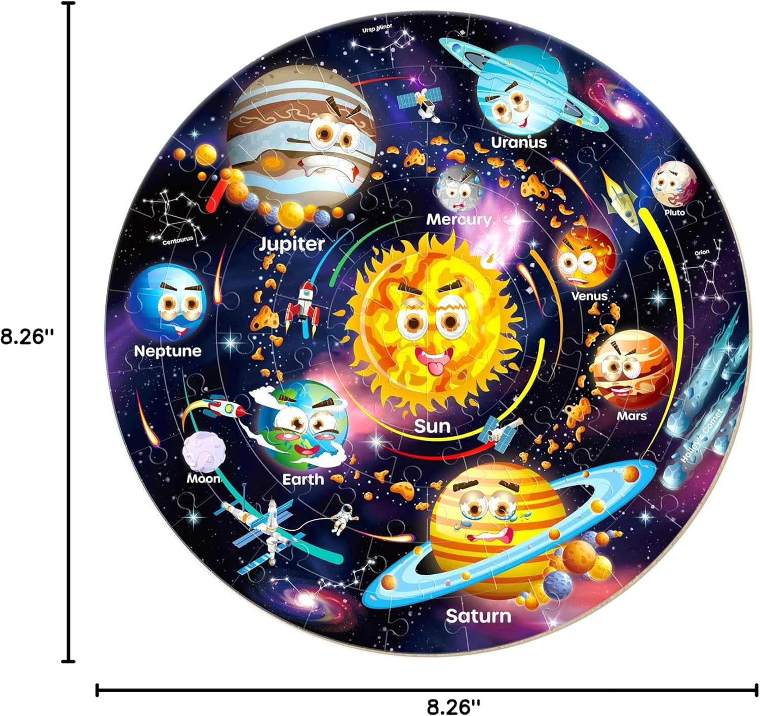 SYNARRY Solar System Floor Puzzle for Kids, Educational Wooden Jigsaw Set (Multicolor, 70-Piece) k6yaf