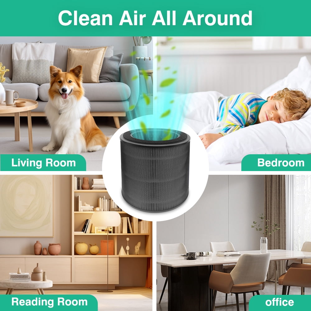Home Times Replacement Filters for Dreo Air Purifier DR-HAP005S, True H13 HEPA Filtration (Black, 2 Pack) hiq8n