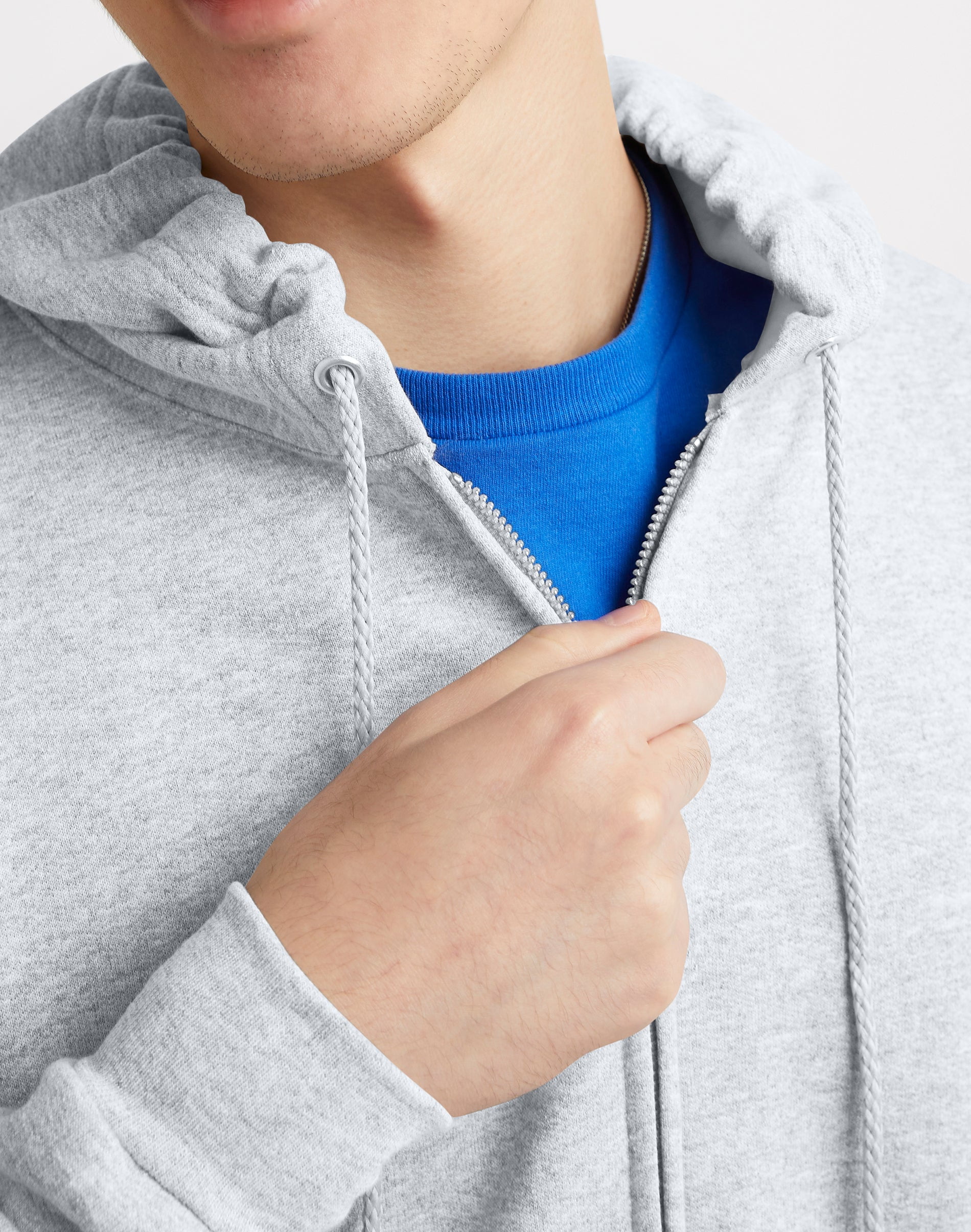 Hanes Men's EcoSmart Fleece Full Zip Hoodie Sweatshirt (Grey, S) lc053