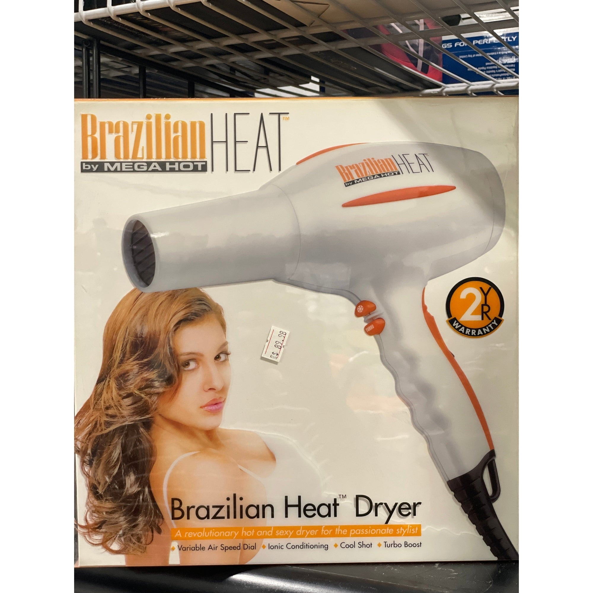 Mega Hot Brazilian Heat BBH3201 Professional Ionic Hair Dryer (Black, 9 ft Cord) v19nz