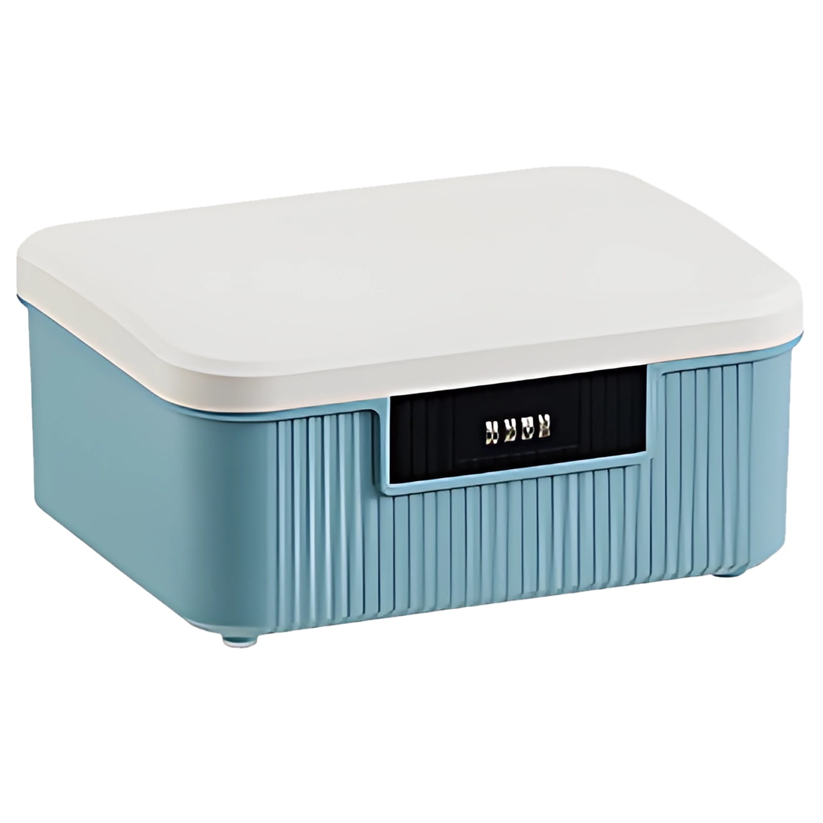Toyokar Lockable Storage Box with Combination Lock, Double-Layer Organizer for Home and Office (Blue, 10.3 x 8.7 x 4.8 in) 2qof0