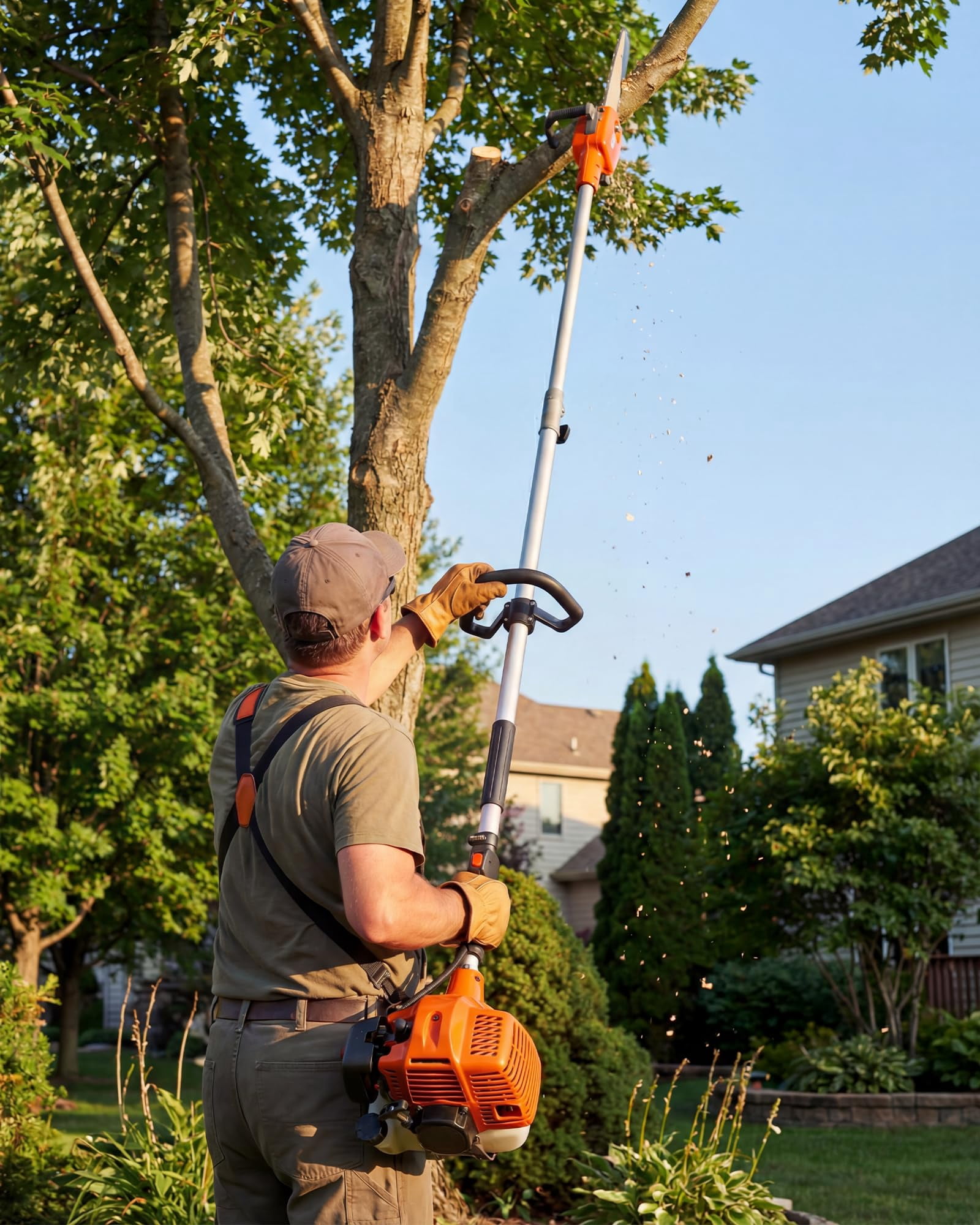 Tuekys Gas Pole Saw for Tree Trimming, 43cc 2-Stroke Extendable Chainsaw, Professional Long Reach Branch Cutter (Blue, 9.5 ft) rh8xl