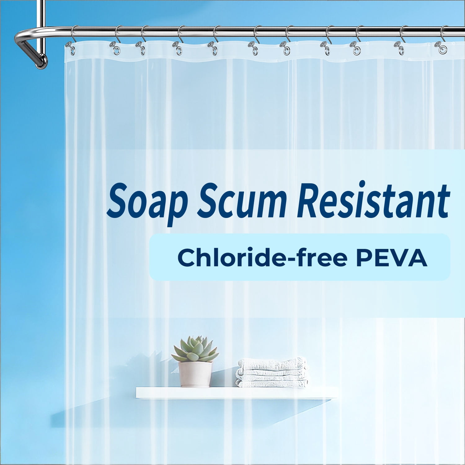 Yiannan PEVA Shower Curtain Liner, Waterproof Heavy-Duty Bathroom Accessory (Clear, 71 in x 72 in) r0od7