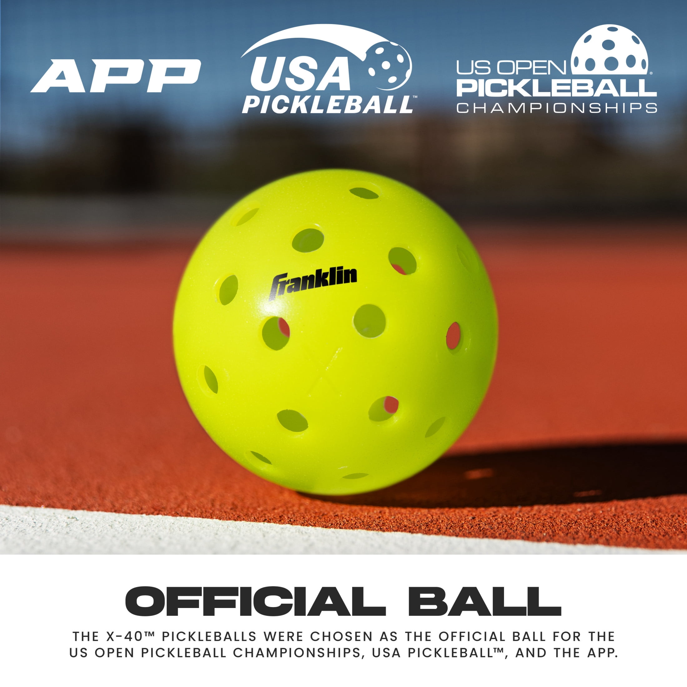 Franklin Sports X-40 Outdoor Pickleballs Professional Tournament Grade (Optic Yellow, 3 Pack) c918h