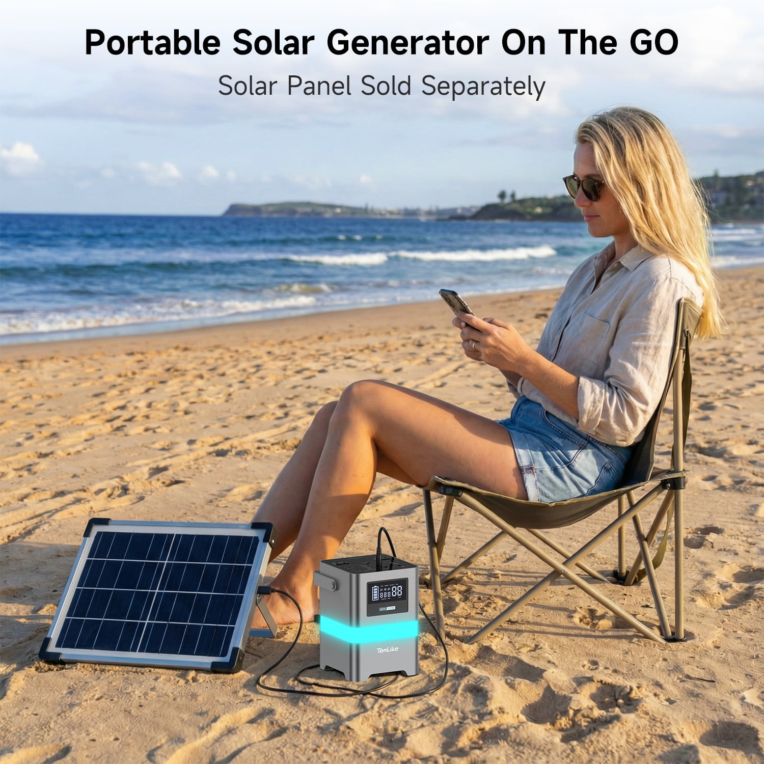 UDH Portable Power Station 300W 257Wh Solar Generator with PD 100W Fast Charge and LED Light (Black, 5.51 lb) obkof
