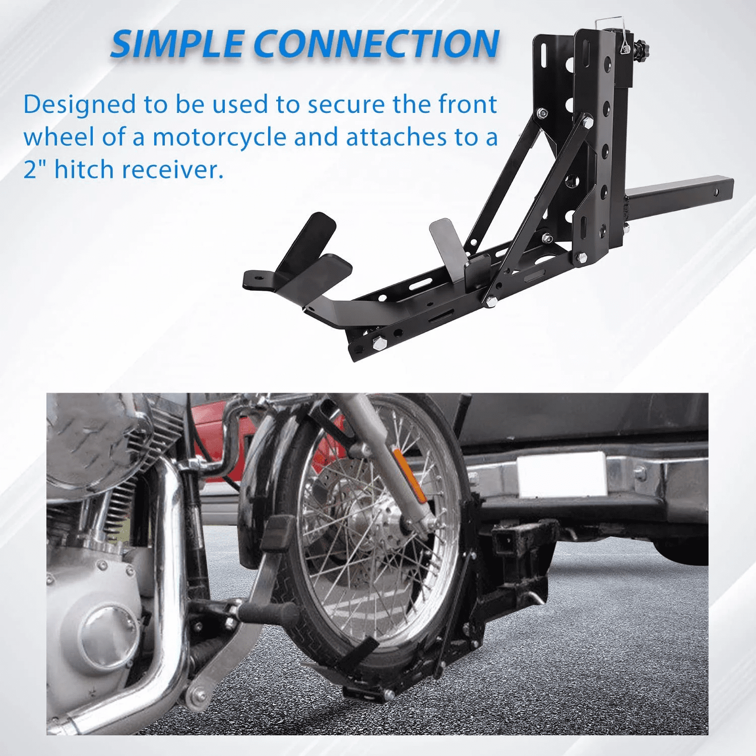 Kojem Motorcycle Trailer Hitch Carrier Tow Dolly Hauler Mount Rack (Glossy Black, 800 lb Capacity) j01oe