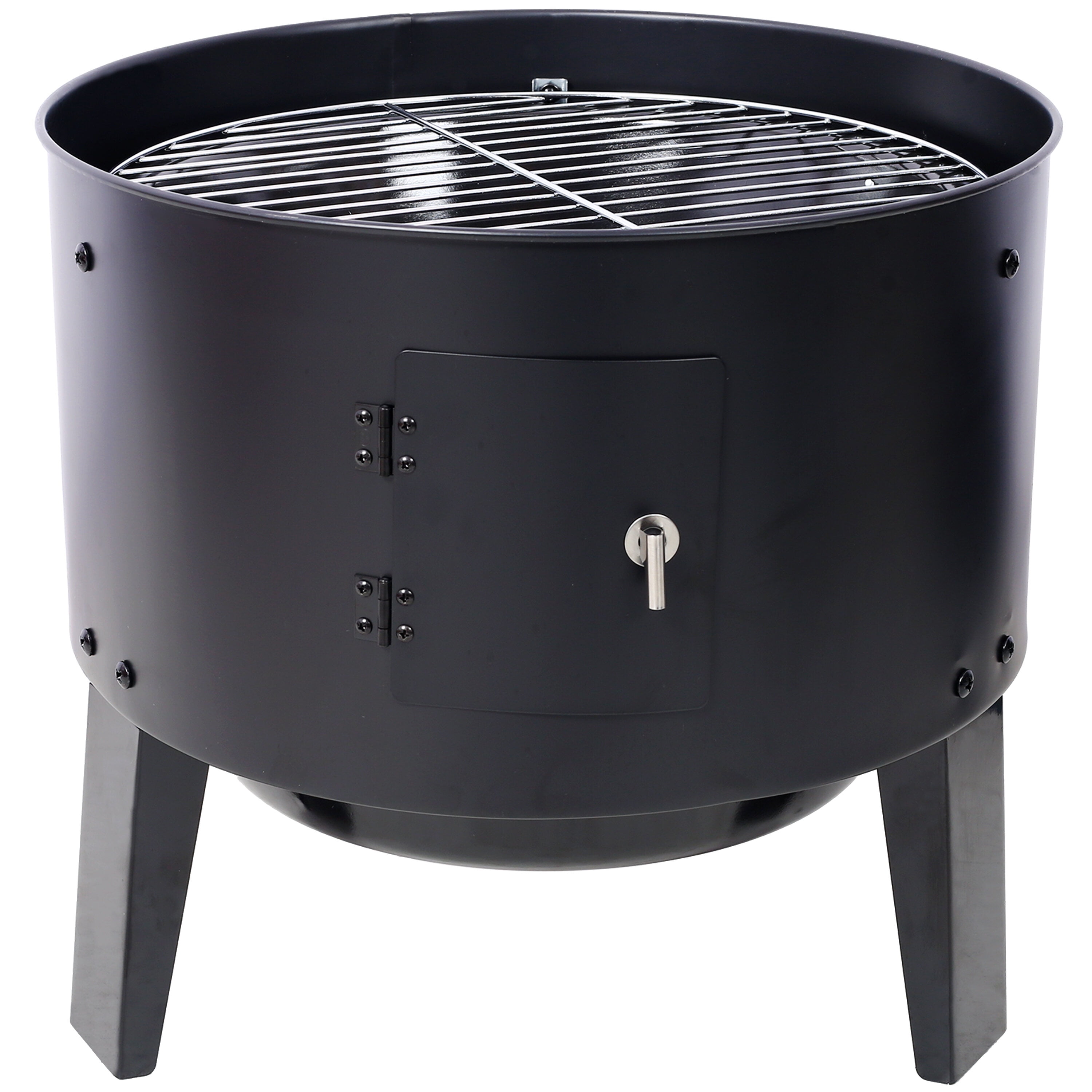 PuppyCheer 16 in Charcoal Smoker Grill, Portable Vertical Wood Smoker for Backyard BBQ (Black, 32.6 in Height) ftcu0