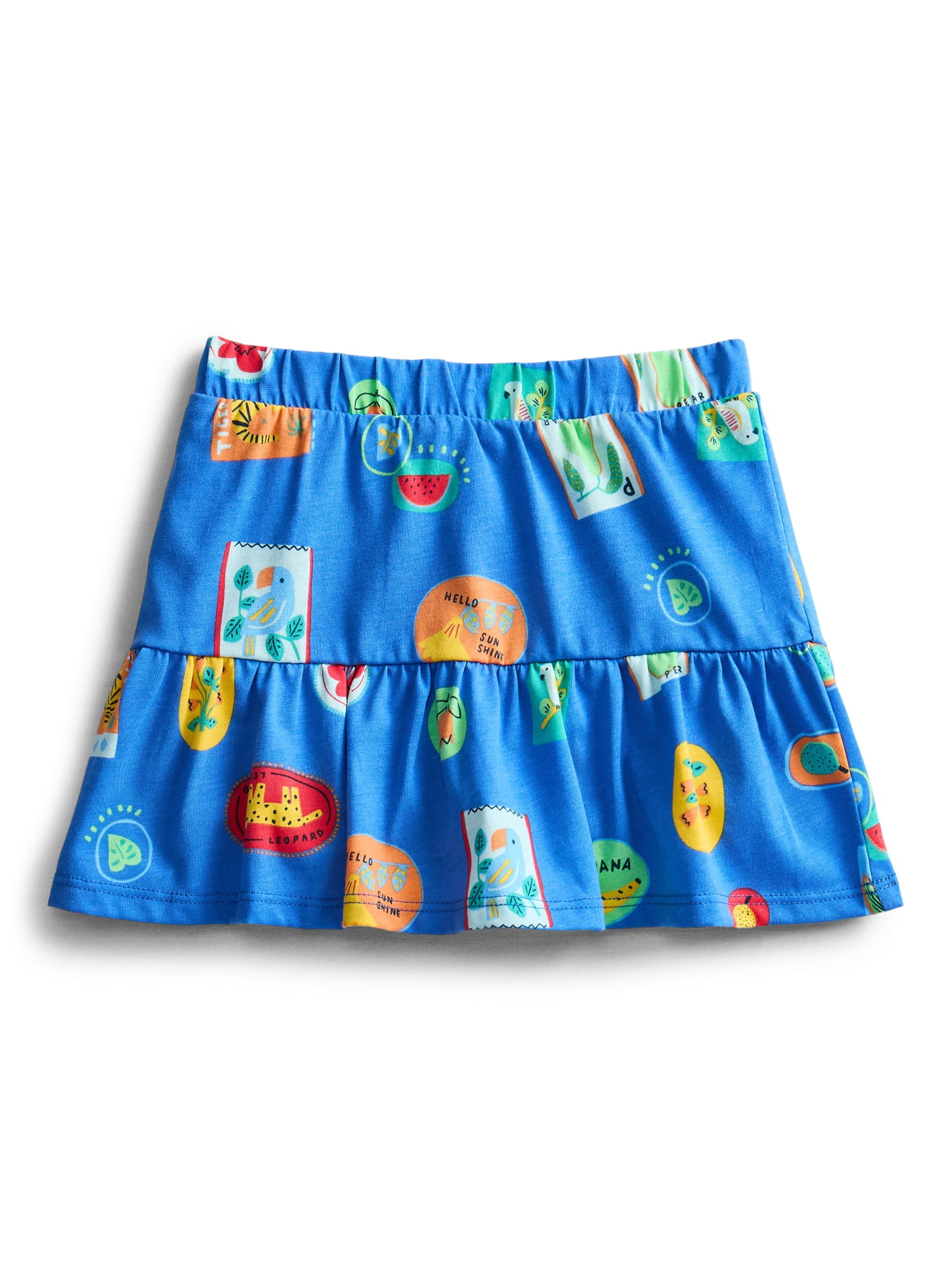 Wonder Nation Toddler Girls Tiered Ruffle Scooter Skirt (Blue, 5T) 7ufon