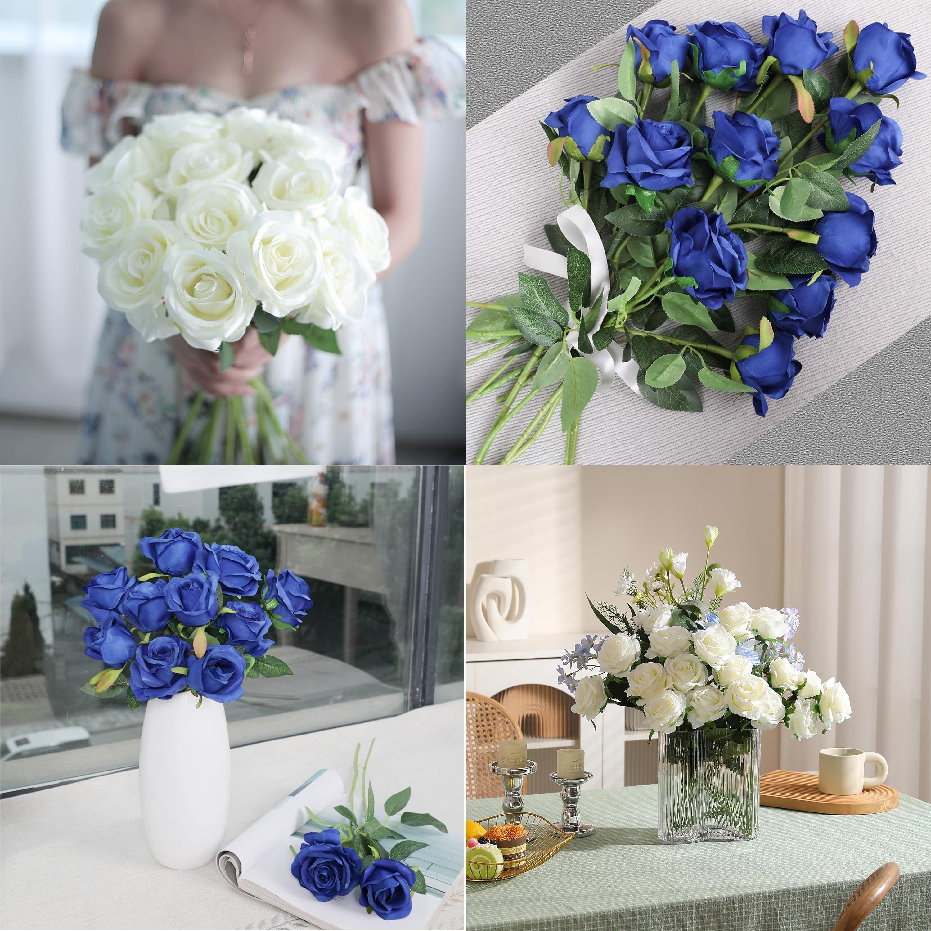 Mimifly Artificial Roses for Wedding Bouquets and Home Decor (Champagne, 20 Pack, 18 in) ip2sh