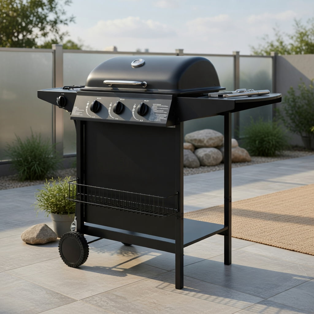 Kadyn 39,000 BTU Heavy-Duty Propane Gas Grill with Side Burner (Black, 4-Burner) dw8l6