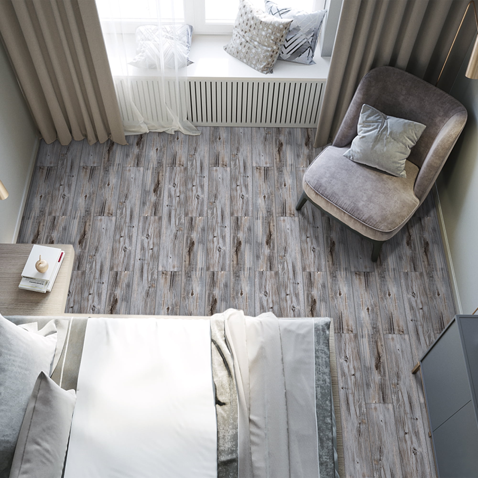 UMIGGEE Peel and Stick Vinyl Floor Tiles, Self-Adhesive Wood Grain Flooring for Home Decor (Multi-color, 10-Pack, 6 in x 35 in) xr6c3