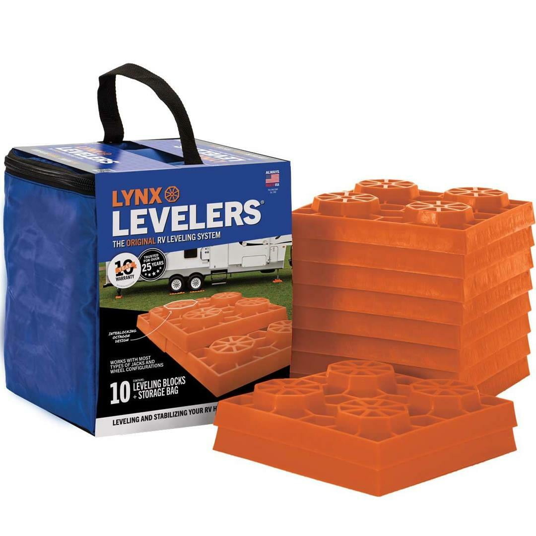 Tri-Lynx Lynx Levelers RV Leveling Blocks with Carry Bag (Orange, 10 Pack) a28vx