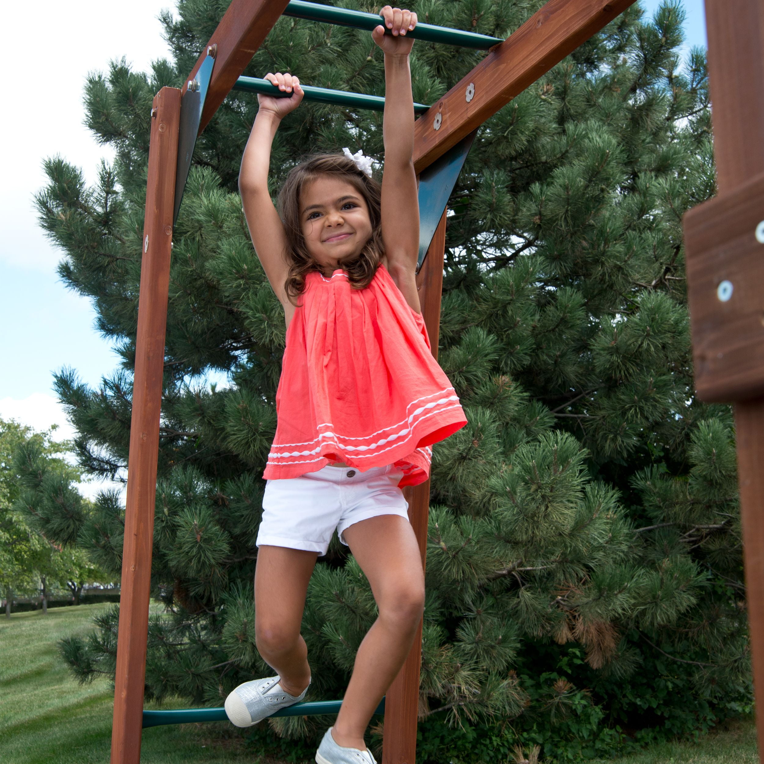 Swing-N-Slide Grandview Twist Wooden Backyard Playground Set with Slides and Monkey Bars (Green, 1 Unit) iqd8n